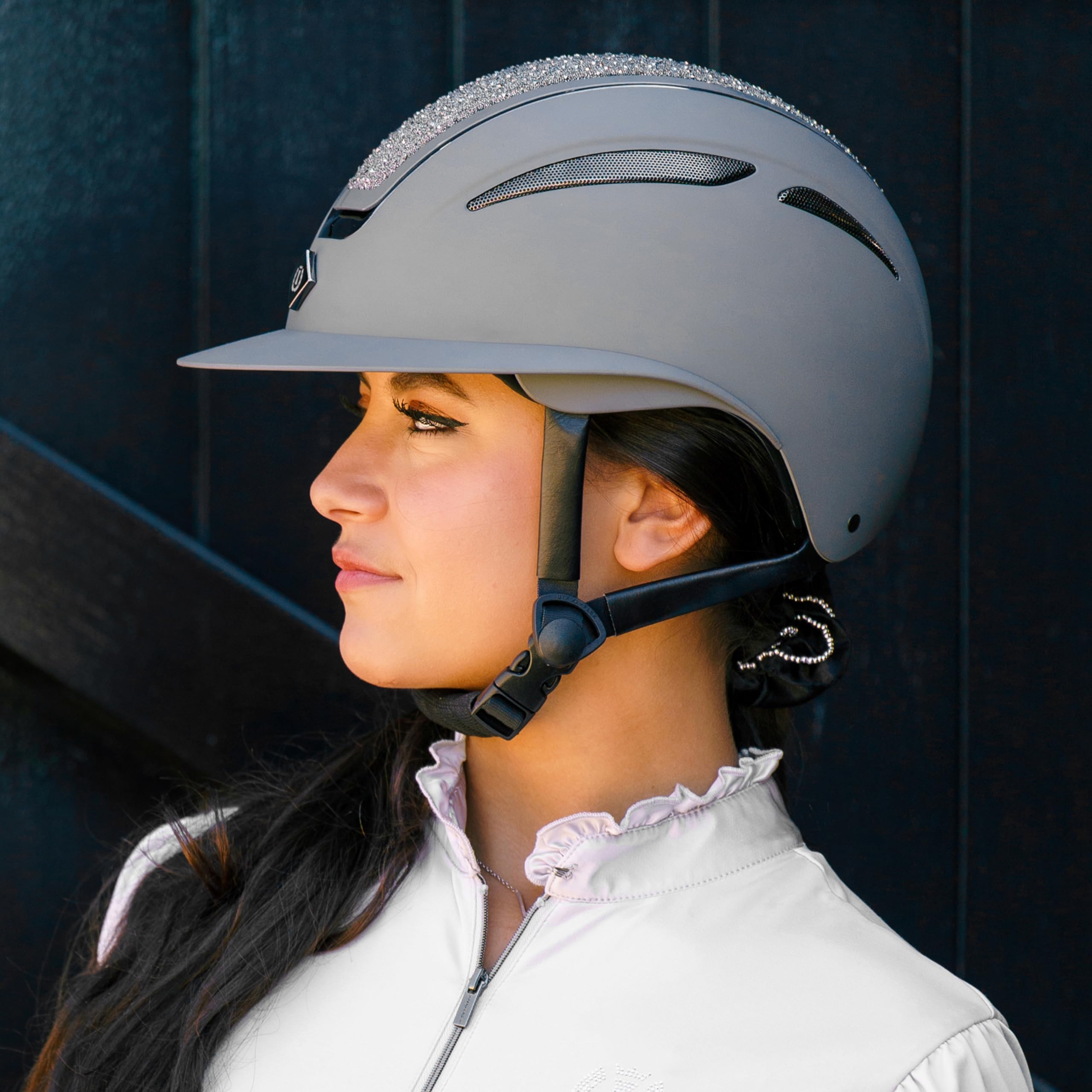Imperial Riding IRHOlania Deluxe Big Visor - Casco de equitación Unisex para Adultos, Color Gris, Talla M