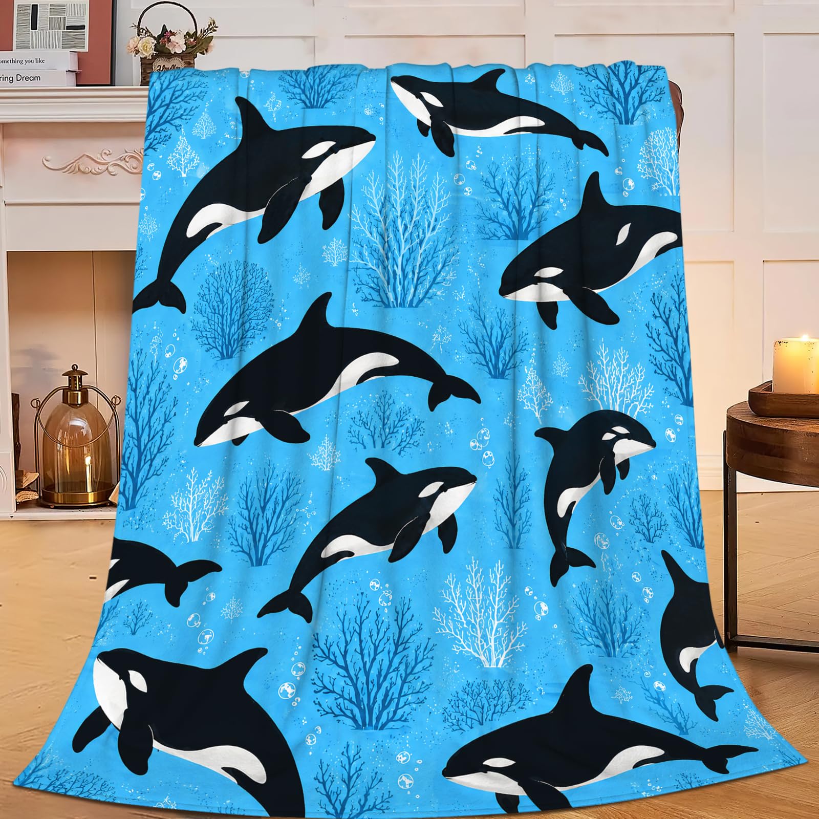 Mecowcm Ocean Orca Killer Whale Throw Blanket Decor Gifts Stuff 40"x50"