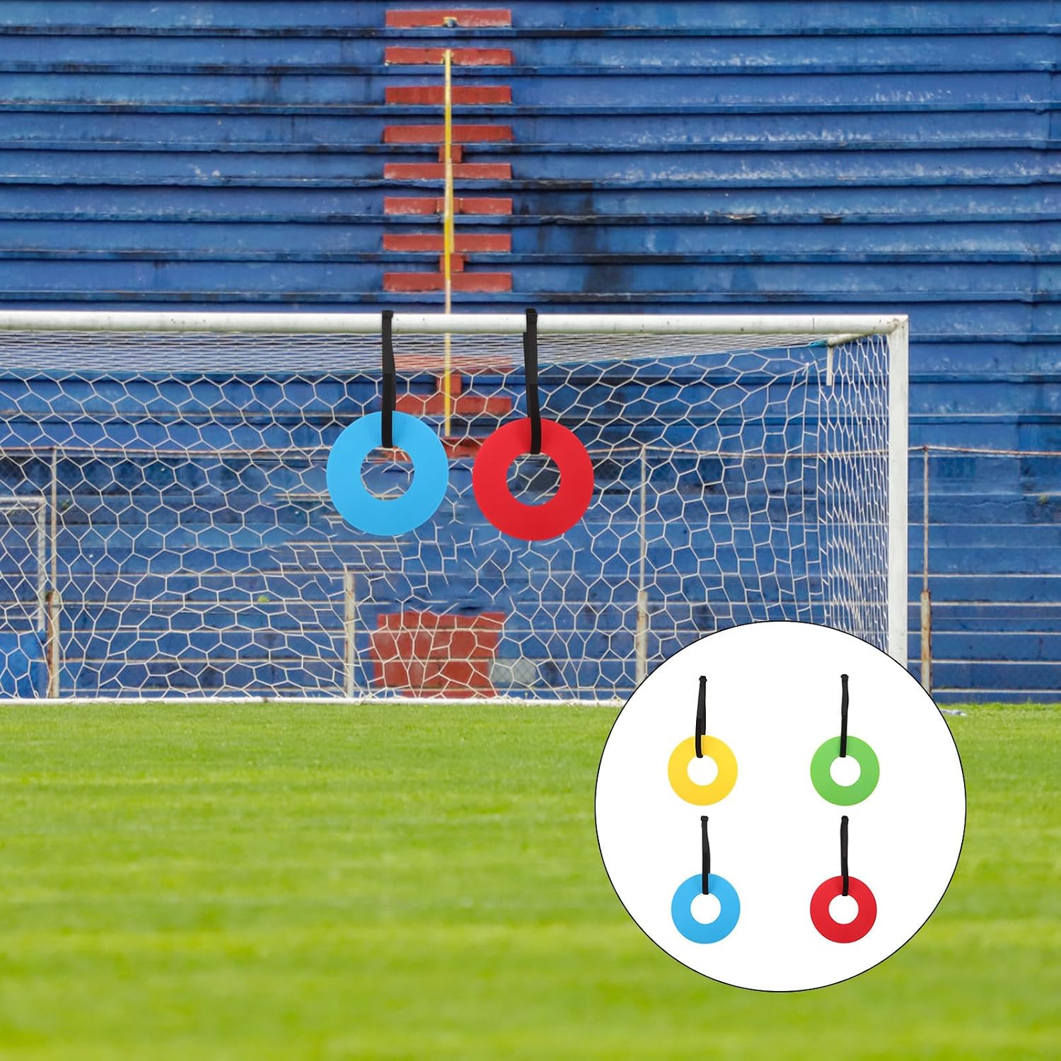HEMOTON 4pcs Adjustable Hanging Soccer Training Goal Target with TPE Material, High Durability and Visibility for Hockey and Soccer Team Training Sessions and Everyday Practice