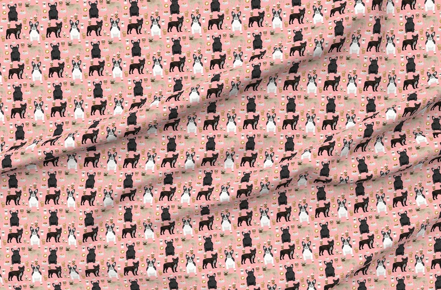 Spoonflower Fabric - French Bulldogs Coffee Cute Frenchies Best Bulldog Frenchie Dog Dogs & Printed on Minky Fabric by The Yard - Sewing Baby Blankets Quilt Backing Plush