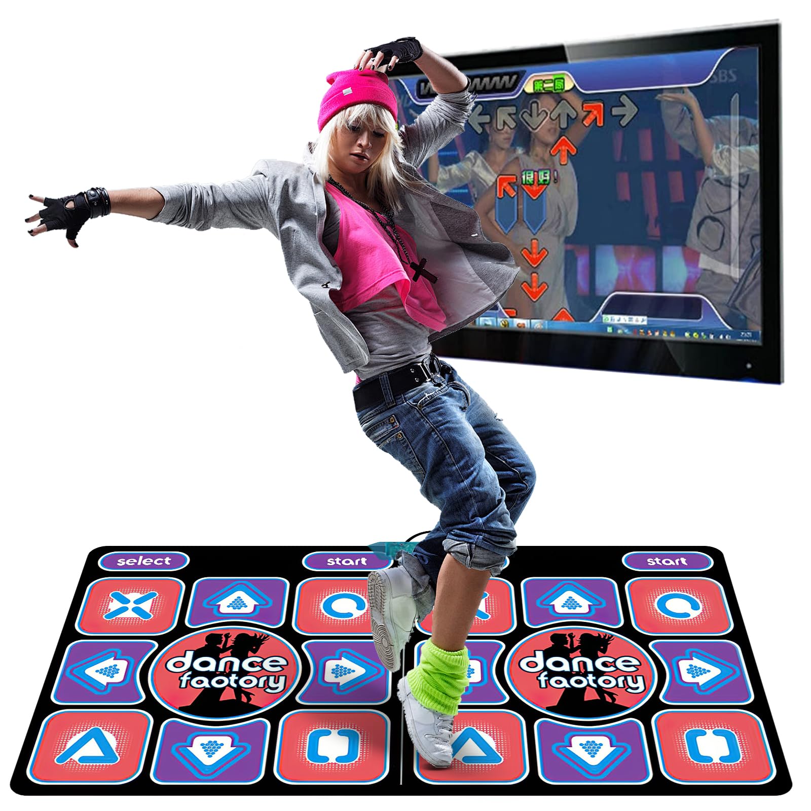 Tappetino da ballo per bambini, doppio tappetino da ballo per TV, elettronico con controller senza fili, antiscivolo, doppio tappetino musicale antiscivolo per adulti e tappeto musicale per bambini 3