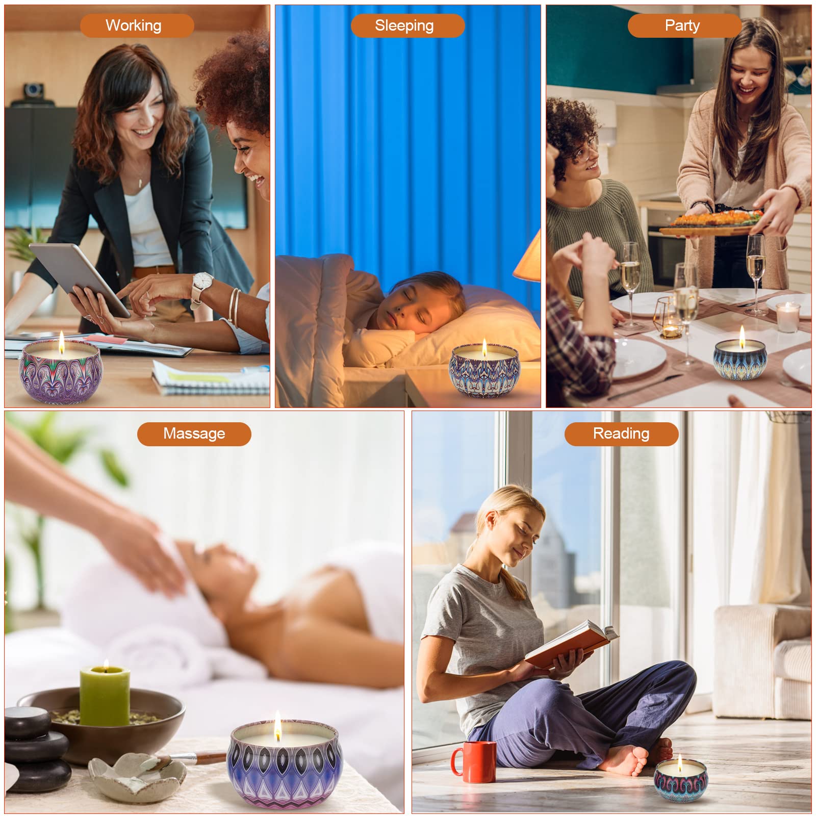 Zestaw 12 świec zapachowych, zestaw upominkowy, świece do domu, zapachowe świece aromaterapeutyczne, prezent na Dzień Matki, prezent urodzinowy dla mamy, prezent urodzinowy w słoiku, wosk sojowy,