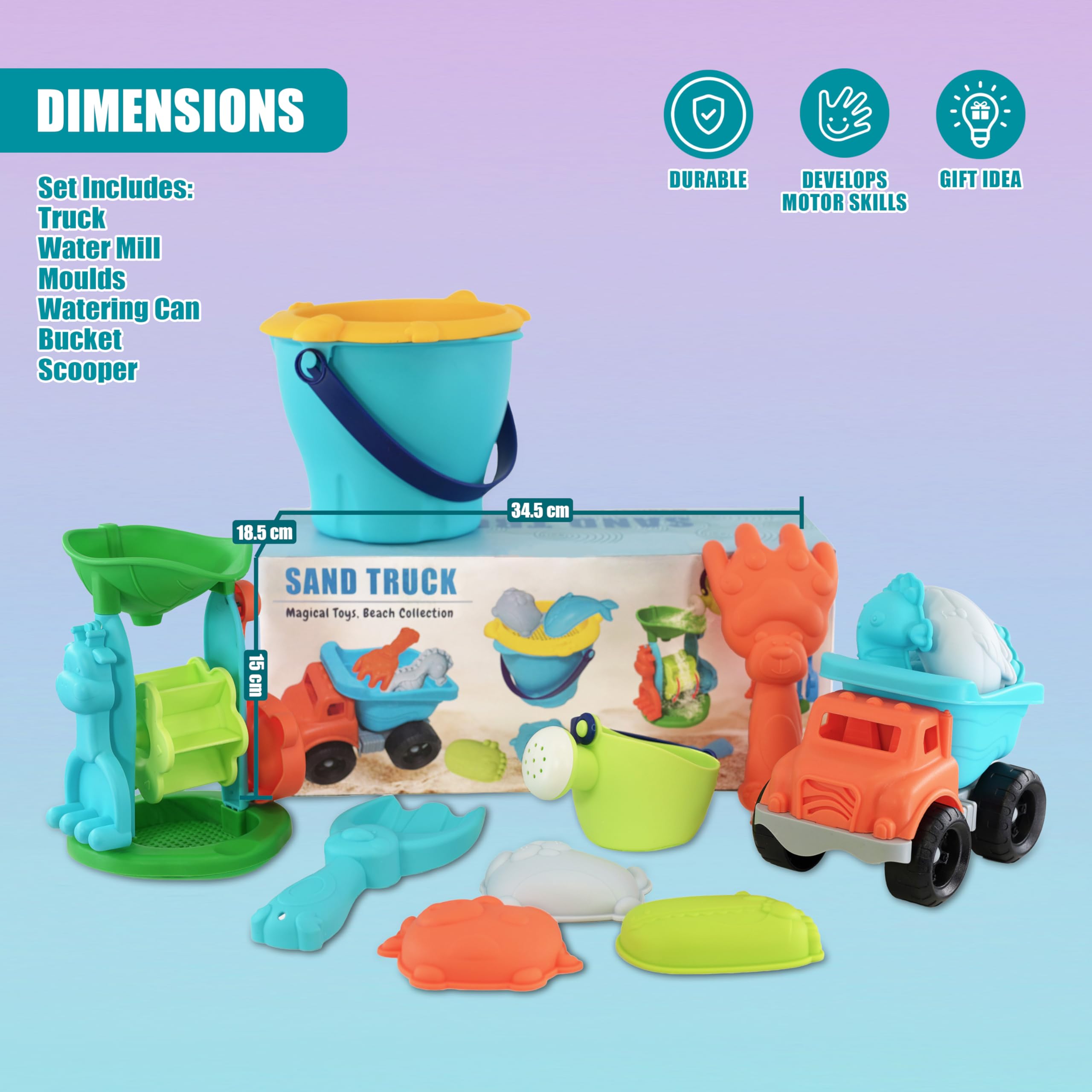 Sandwagen & Zubehör, Gabel, Spaten, Strand, Garten, Spielzeug, Kinder, 5-teiliges Set