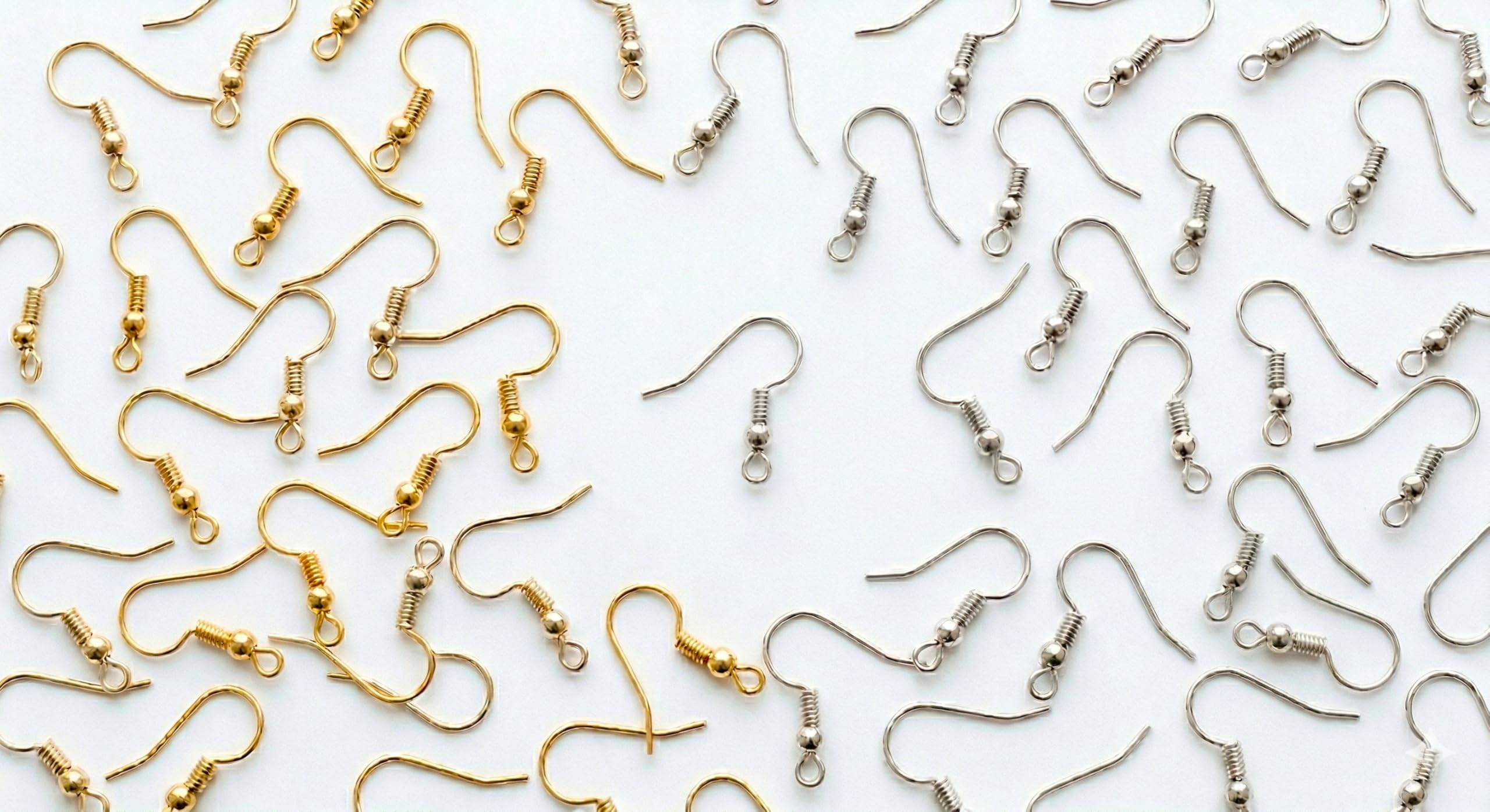 Earring Hooks for Jewellery Making | 50 pcs Gold & Silver Mix Colour | Fish Hook Ear Wires for Earrings | DIY Jewellery Findings & Craft Supplies (25 Gold + 25 Silver) (H-M50)-picture-26