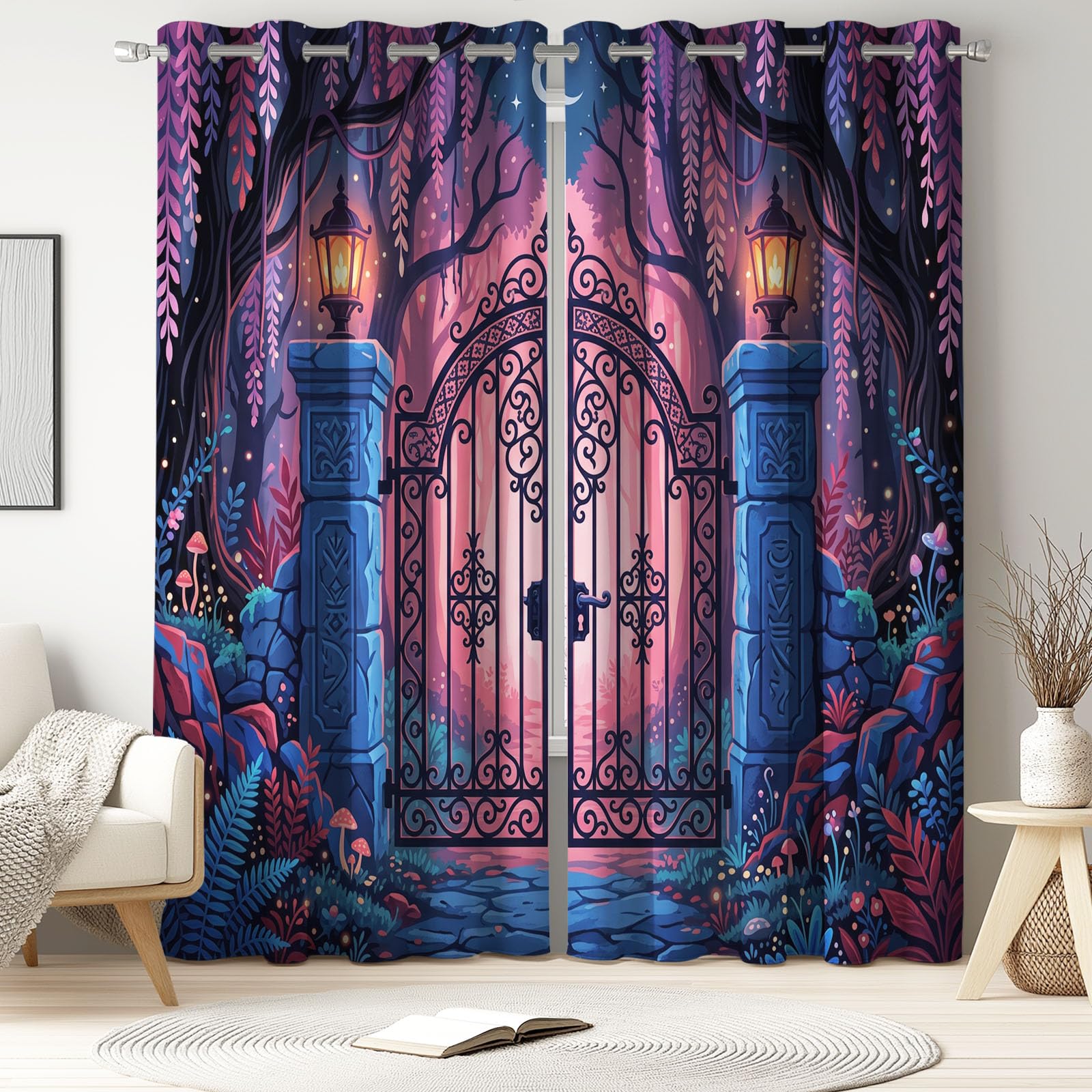 Generisch Zasłony nieprzejrzyste, wys. 280 x szer. 140 cm (2 sztuki) z kreskówki, mapa świata, termiczne zasłony z oczkami, zasłony zaciemniające do sypialni, pokoju dziecięcego