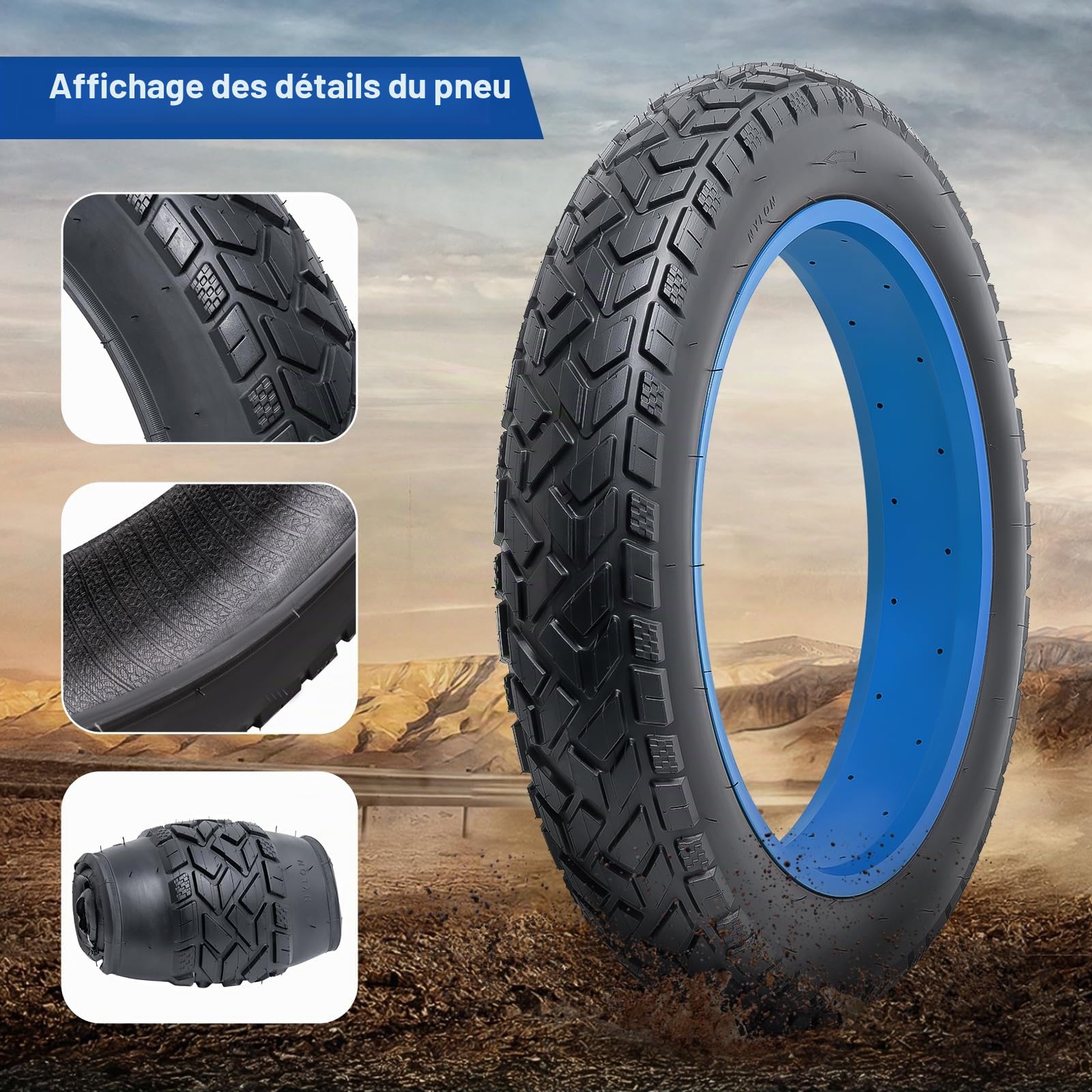 20x4.0 Fat E-Bike Pneu 20 Pouces, 20x4 102-406 Pneu de vélo Pliable adapté pour 20x3.80 20x4.0 100-406 102-406 e-Bike/City/Mountain/Road Bike Bicycle Wheel Spare Wheel (Une)