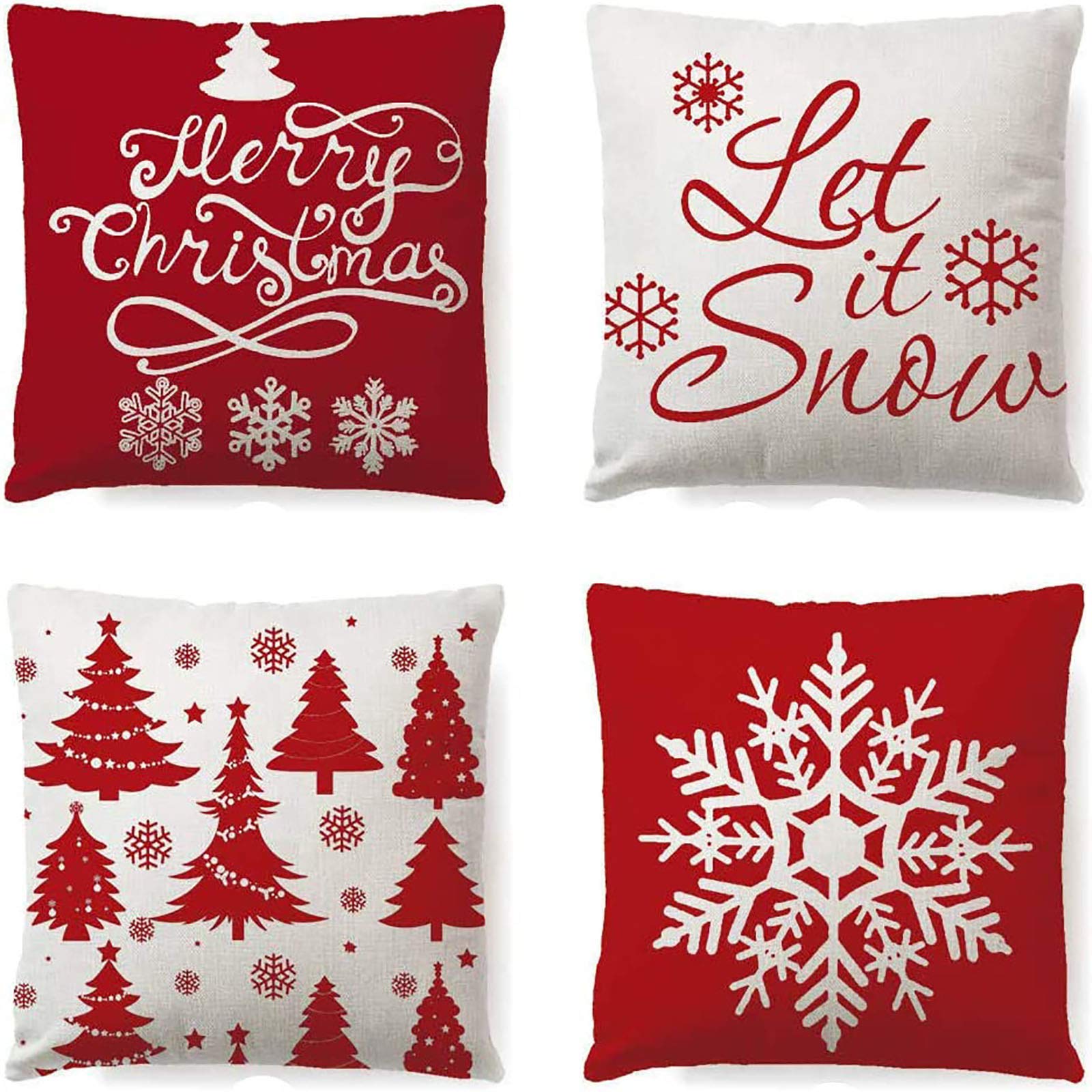 NLDK Christmas Throw Pillow Covers 18x18 Inch Set of 4, Elastic Pillowcase Non-Slip Fabric Sofa Pillowcase Home Decoration, Farmhouse Christmas Decorations for Home & Sofa (Multicolor)