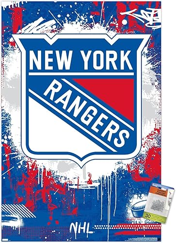 Trends International NHL New York Rangers - Póster de pared con el logotipo Maximalist 23, 22.37 x 34.00 pulgadas, paquete de póster y alfiler