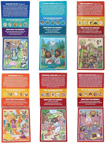 Miniatura 3 de KangaToys Paquete de 6 pinceles acuáticos, revelación de agua, libro de actividades de escritura para colorear para niños (paquete de 6 Biblia y