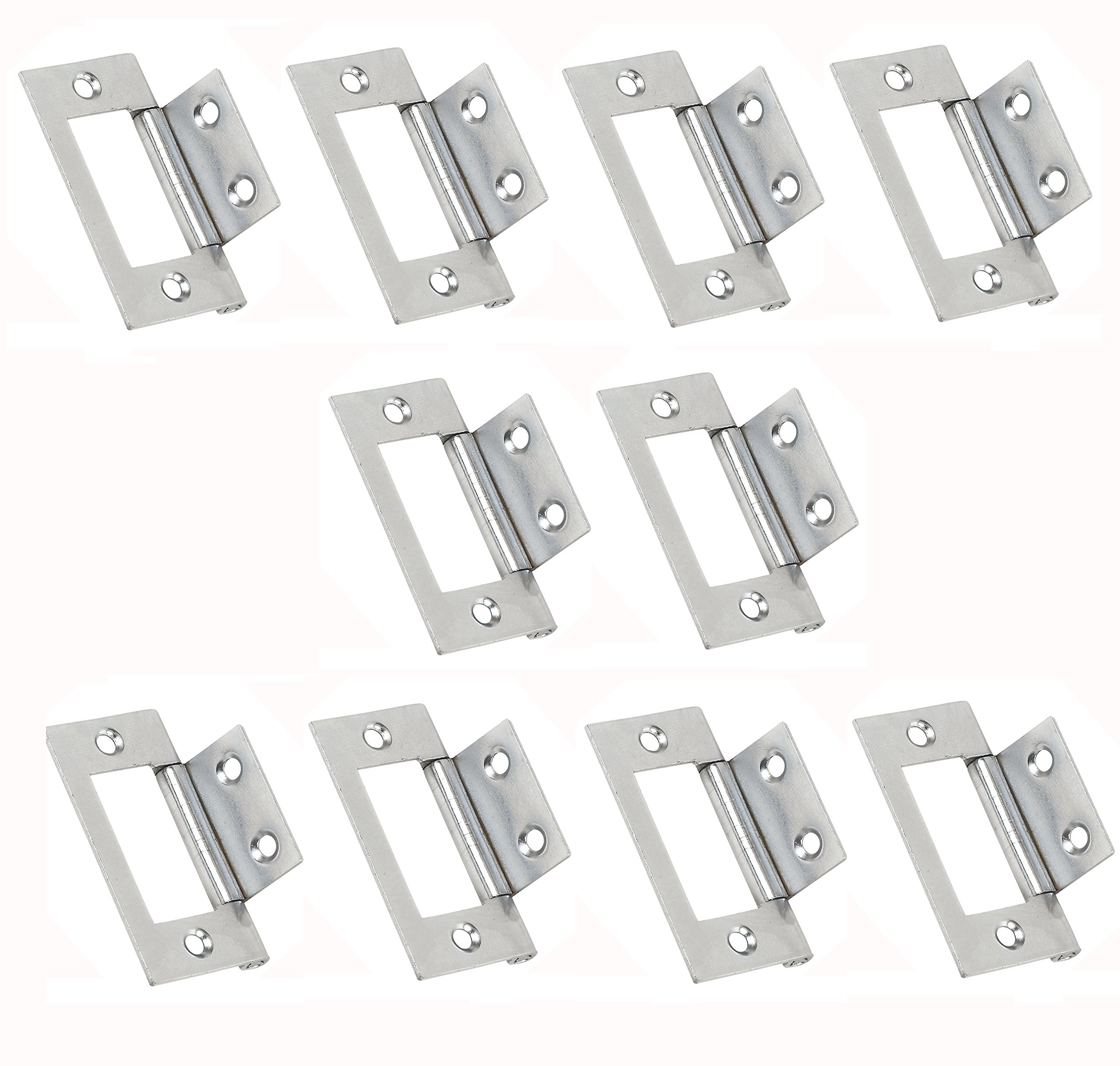 Visua Steel Flush Door Cabinet Hinges Polished Chrome. 51mm x 25mm. Pack of 10