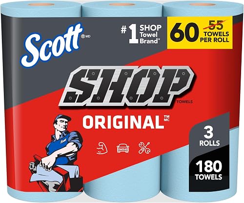Scott Shop Towels Original Big Rolls, 3 Pack 60 Sheets Per Roll for Garage, Auto & Home Scott Shop Towels Original Big Rolls, 3 Pack 60 Sheets Per Roll for Garage, Auto & Home