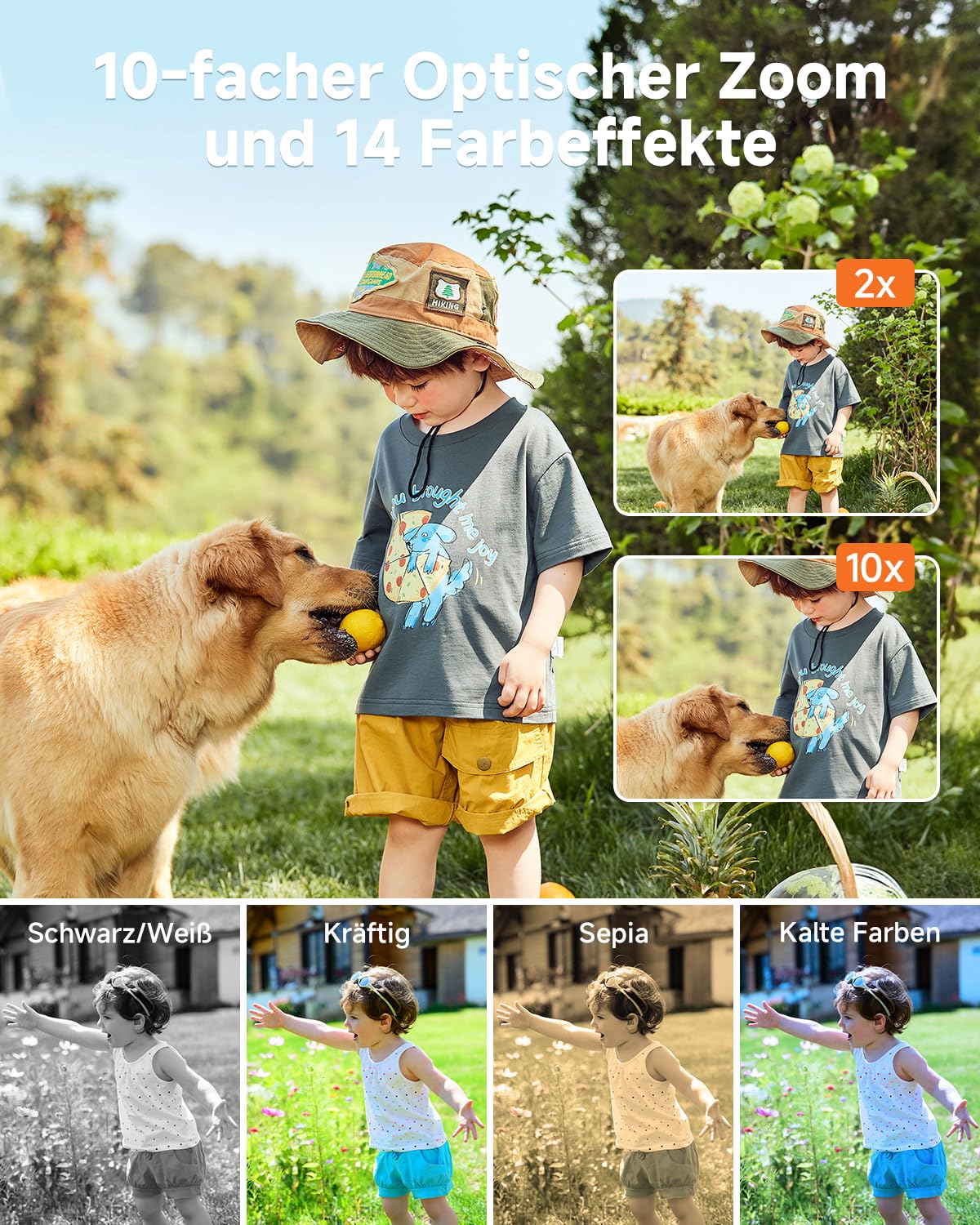Rollei Compactline 10X Digitalkamera, 20MP FHD Kompaktkamera 10X Optischer Zoom & Selfie Display Tragbar Fotoapparat für Vlog unterwegs Reise Schwarz Silber, Digital-Kamera-Kompaktkamera-Fotoapparat