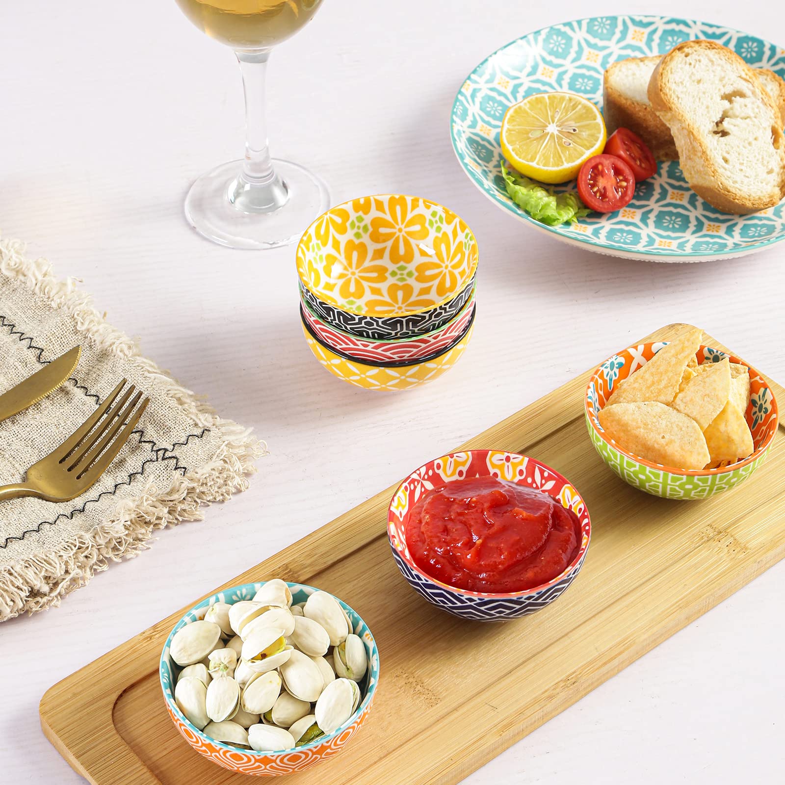Metahom Juego de 6 cuencos de cerámica para salsa de soja, mini cuencos de 3 pulgadas para condimentos, sushi, aperitivos, guarnición, juego de 6