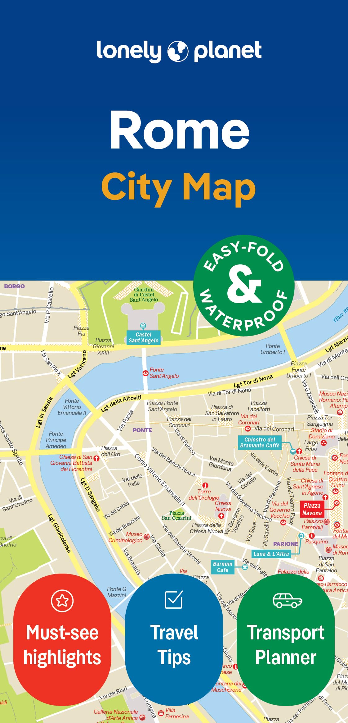 Lonely Planet Rome City Map: Durable, Waterproof, Easy-Fold Planning Map with Attractions & Walking Tours (Compact City Planning Maps)