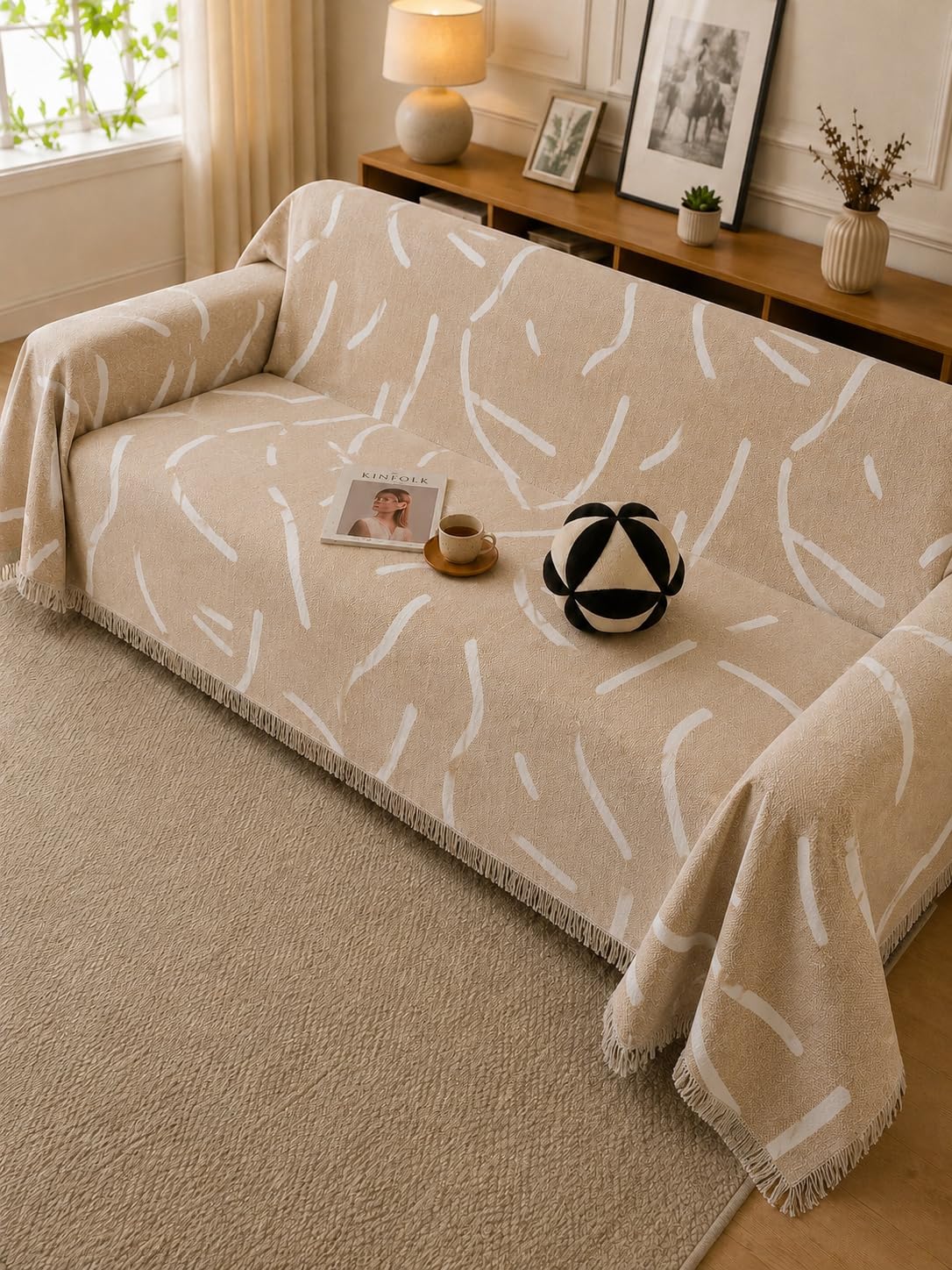 Amazon Brand - Umi 2 Seater Reversible Chenille Sofa Cover 180 x 180 CM | Premium Cotton Sofa Throw | Double-Sided Couch Cover | Decorative Sofa Slipcover | Washable Living Room Couch Cover-image-47