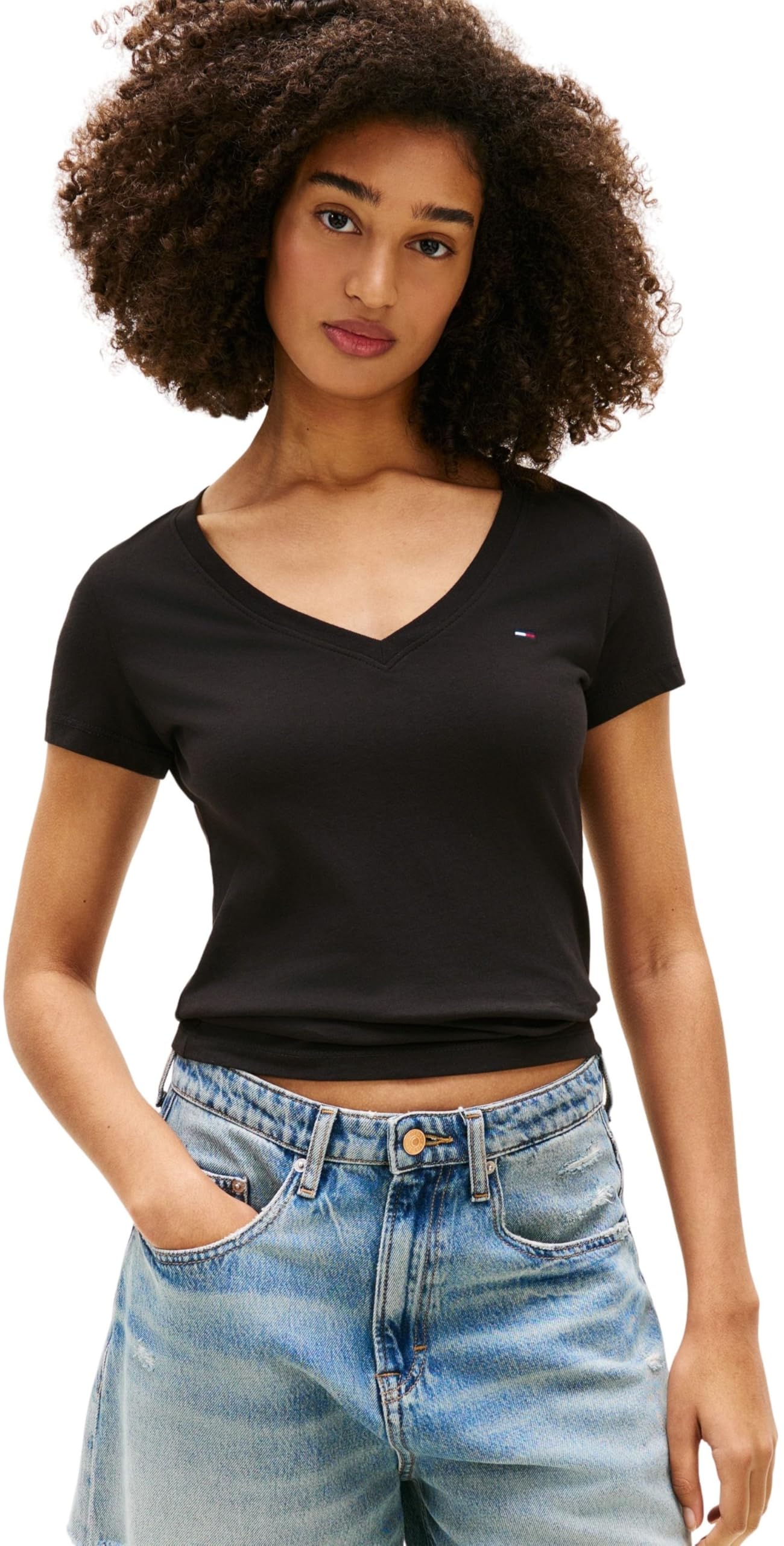 Tommy Jeans Tjw 3pack V-Neck tee Dw0dw23005 Camiseta S/S Mujer (Pack de 1)