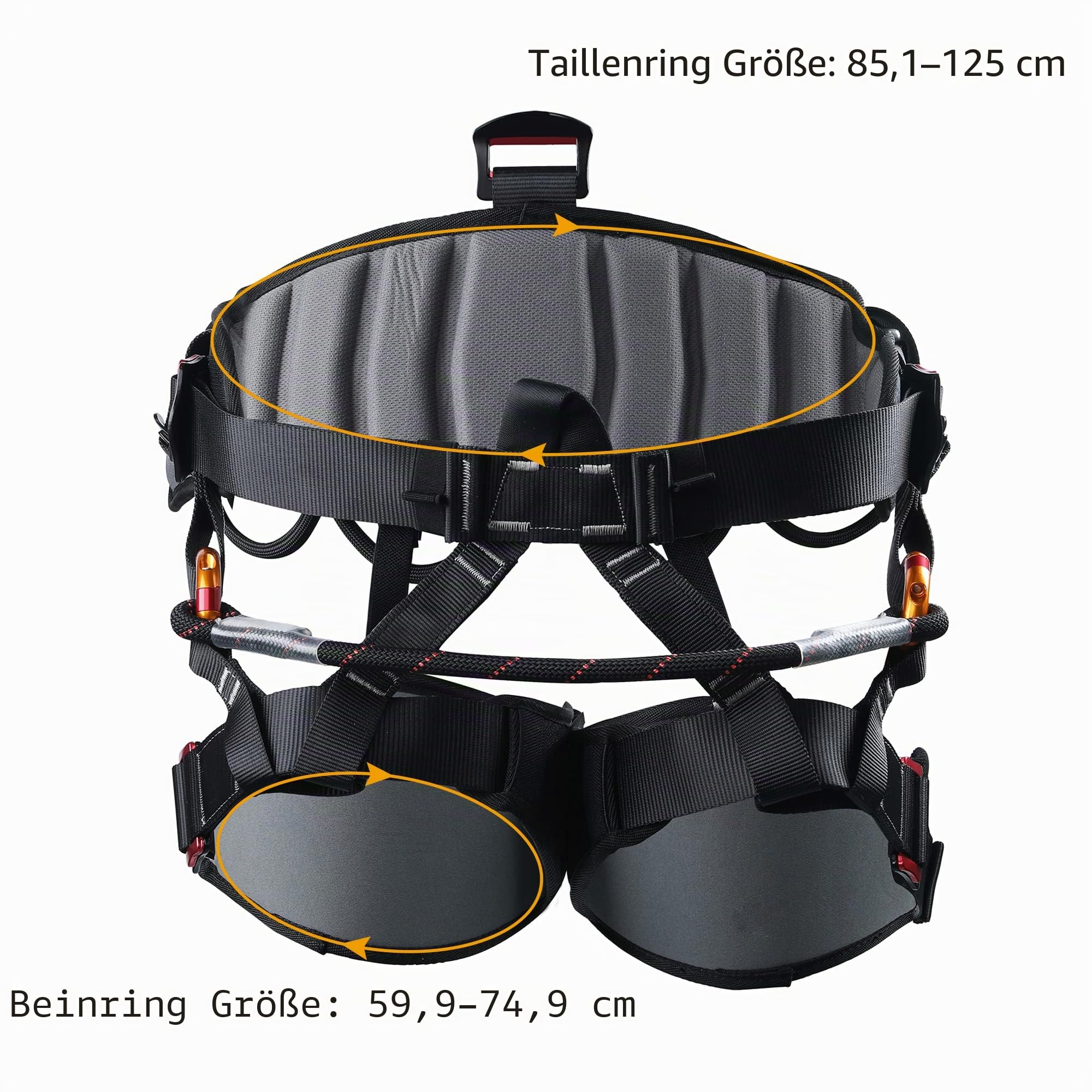 SOB Klettergurt Sicherheitsgurt Mehrzweck Taillenring 33.5-49.2 Zoll Beinring 23.6-29.5 Zoll CE-Zertifiziert
