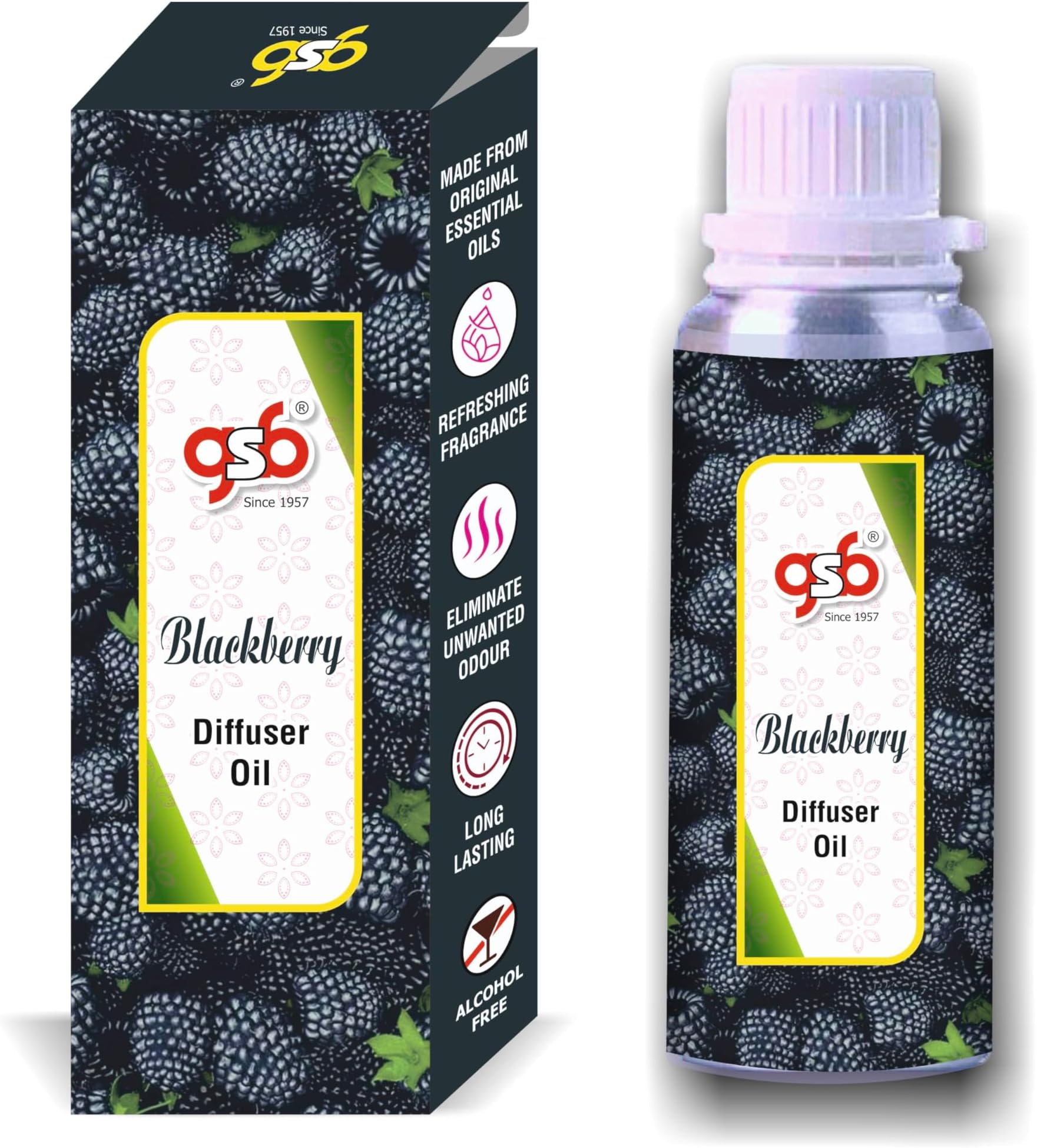 GSB Blackberry Diffuser Oil | Used In Reed Diffuser, Candle Burner, Electric Diffuser, Humidifiers and Air Revitalizer | Natural Long Lasting Aroma Oil | Alcohol Free | Pure Aromatherapy (100ml)