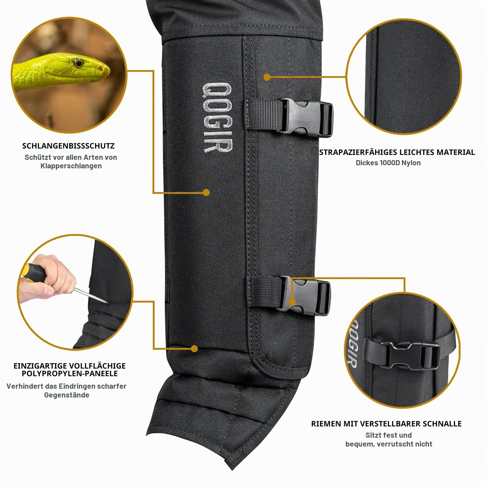 QOGIR Snake Guard Protection Chaps: Schlangenbissschutz für Knöchel bis Oberschenkel Schlangen-Chaps, wasserdichte Schlangengamaschen für Männer & Frauen, Jagd voller Schutz für Beine vor Schlangenbissen und Briar