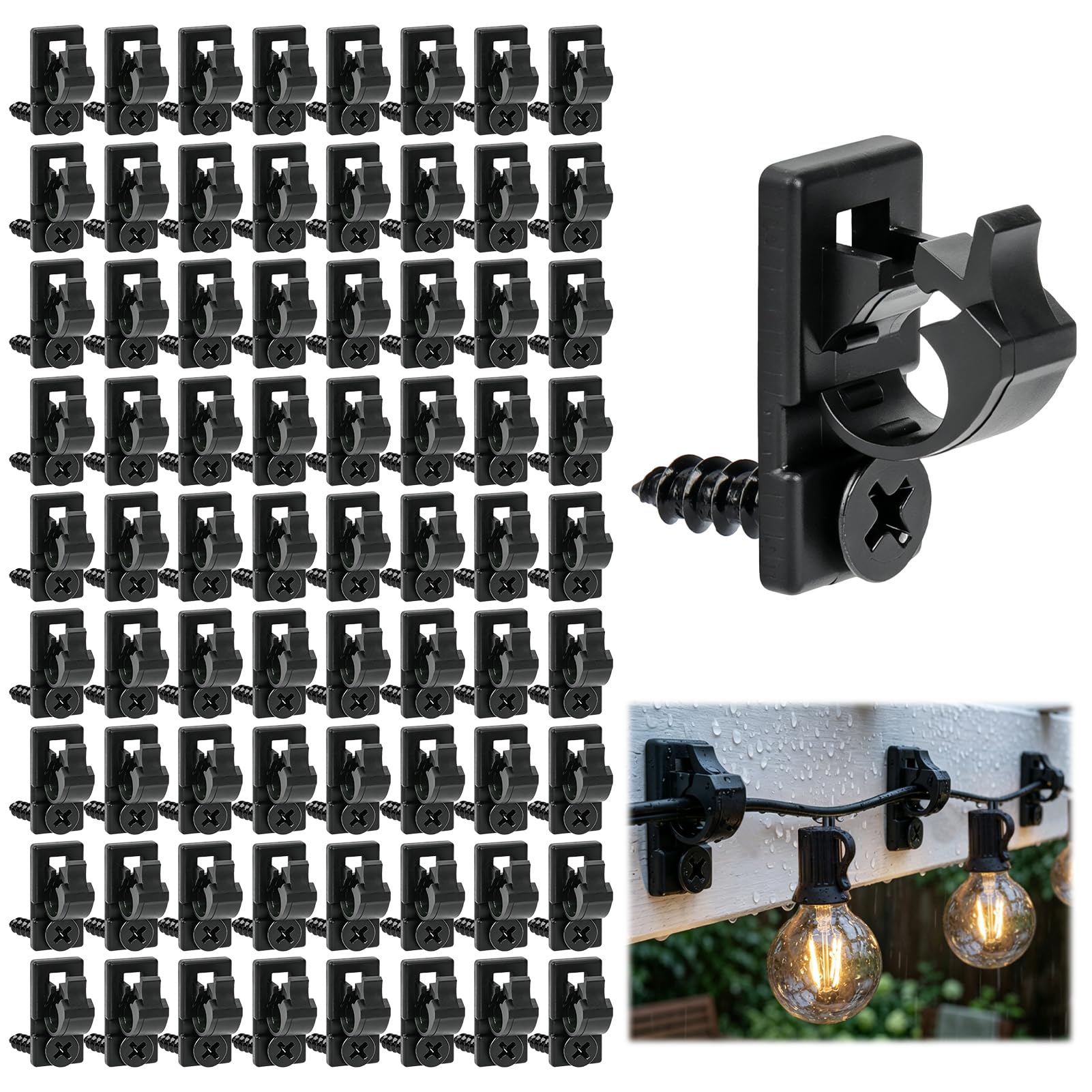 100Pack Outdoor String Light Hooks, Hooks for Garden Lights