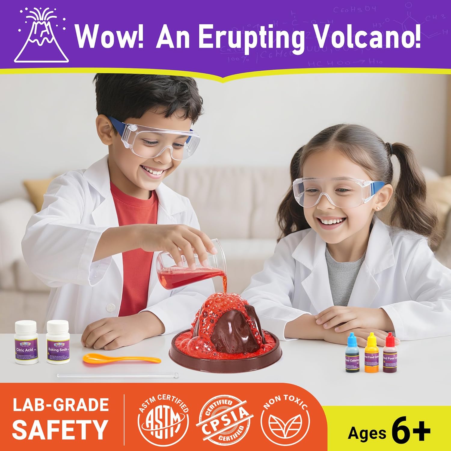 BenBen 60 Experiments, Science Kit for Kids Ages 6-8 - Volcano STEM Discovery, Birthday Gift for Boys Girls