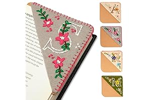 Personalized Handmade Embroidered Monogram Corner Bookmark with Flower