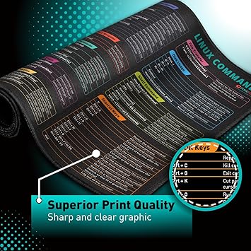 Pixiecube Linux Commands Line Mouse pad - Extended Large Cheat Sheet Mousepad. Shortcuts to Kali/Red Hat/Ubuntu/OpenSUSE/Arch/Debian/Unix Programmer. XXL Non-Slip Gaming Desk mat