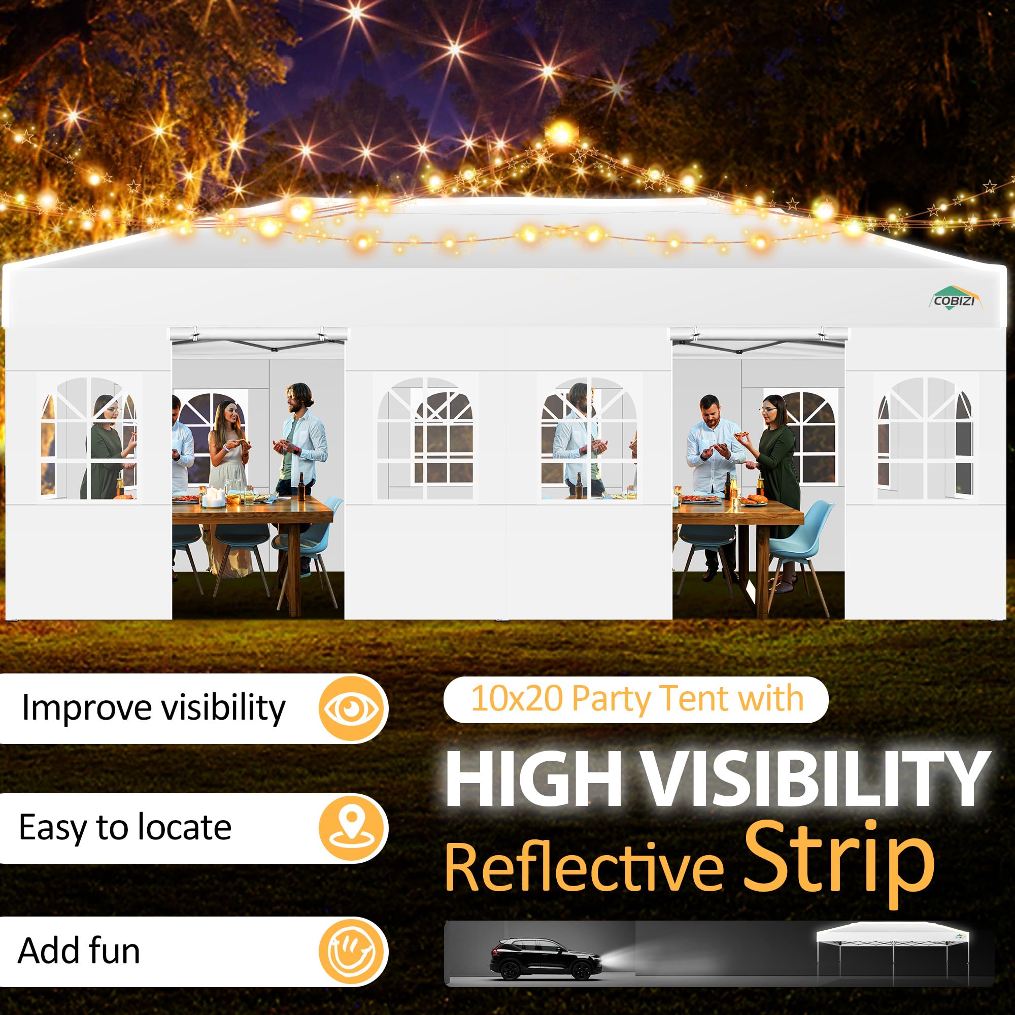 COBIZI Gazebo 3x6m Pieghevole Impermeabile, Esterno Resistente Una Sola Spinta Protezione Uv 50+,Giardino Consacco di sabbia,Campeggio Con Borsa Per Il Trasporto,Bianco