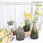 TBWIND 12pcs Glass Bud Vases Set, Small Vases for Flowers, Green Bud Vase for Centerpieces in Bulk, Mini Vintage Vase for Rustic Wedding Decorations, Office and Home Table Flower Décor-Green