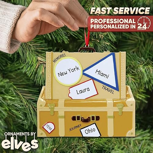 Miniatura 2 de Adorno de viaje personalizado 2024  Adorno de avión, adorno de Navidad de viaje, adorno de mapa del mundo, adorno de viaje, equipaje de viaje,