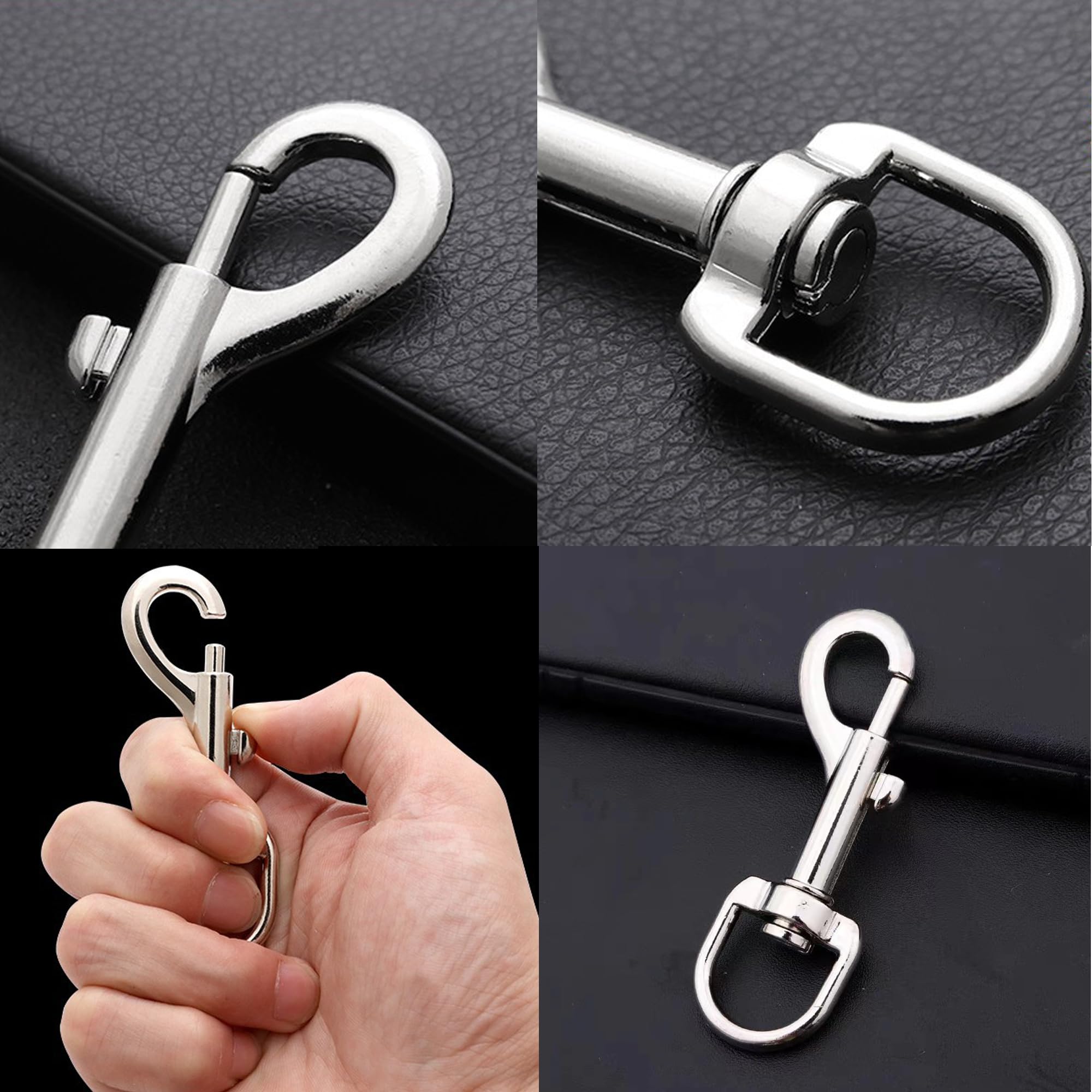 4 Stück Edelstahl Karabinerhaken - 360° Drehbar Mit Drehgelenk