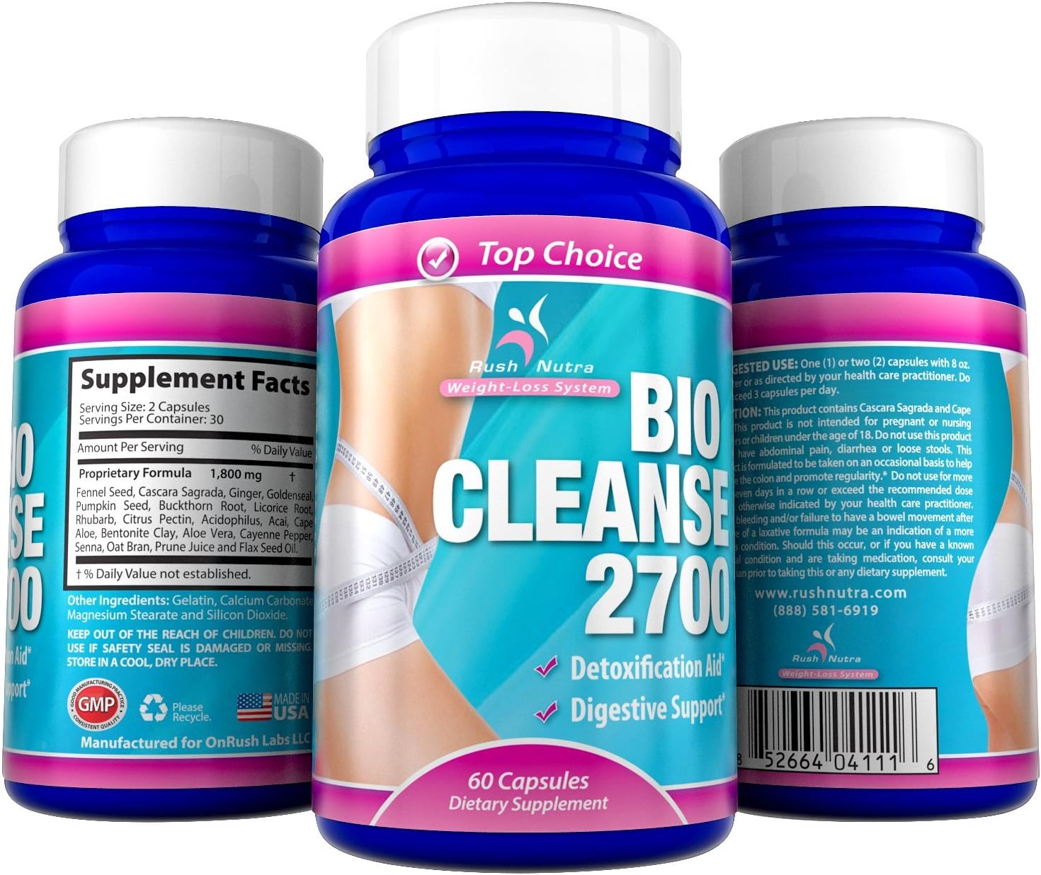 Bio Cleanse 2700 Maximum Strength - Reset Your Body Before You Start Any Diet - for Colon Cleanse Detox 60 Tablets