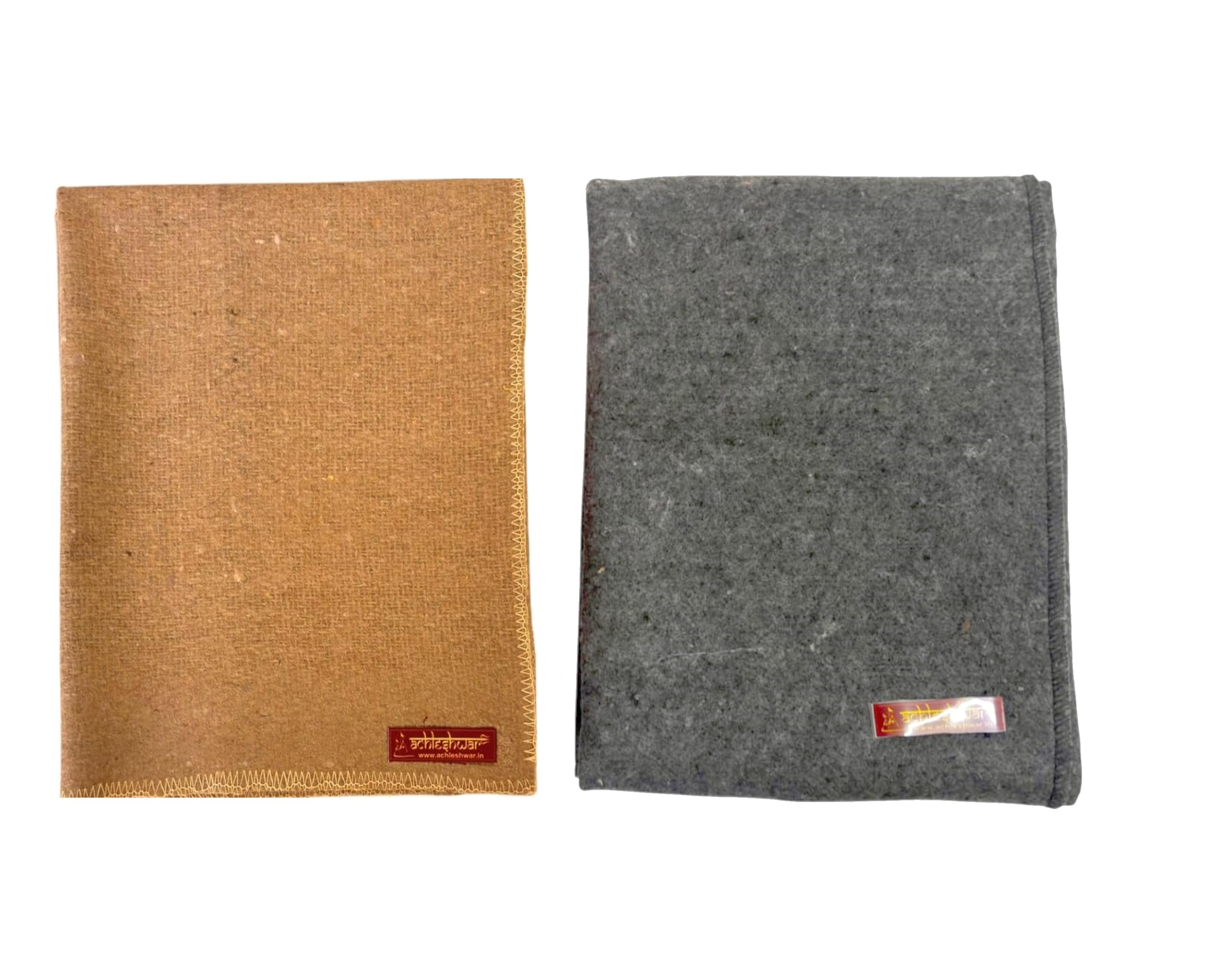 Achleshwar Combo of Premium Brown & Grey Woolen Completely Handcrafted Perfect Mat for Meditation & Prayers - Soft, Comfortable (Size 23 x 30 Inch)-image-47