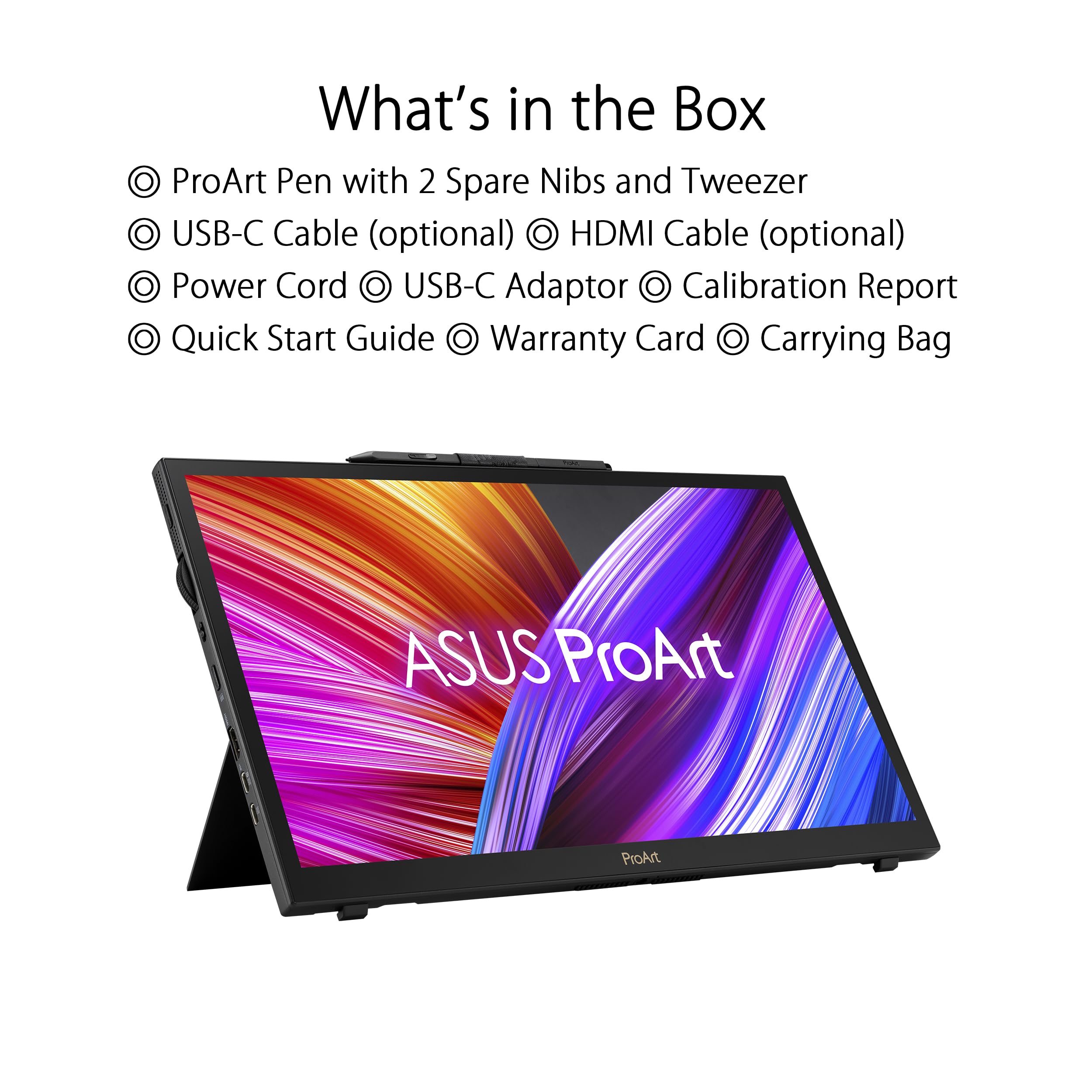 ASUS ProArt PA169CDV Monitor wyświetlacza Pen, 15,6', IPS, 4K UHD, WACOM EMR, 100% sRGB, zweryfikowany przez Calman, zatwierdzony przez Pantone, USB-C, 10 punktów dotykowych, tarcza, panel sterowania