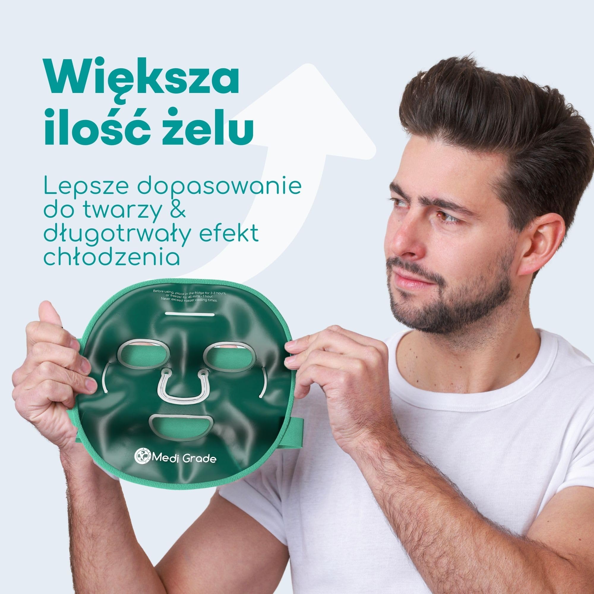 Medi Grade Zestaw Chłodzącego Żelu z 1 Maską z Lycry i Etui – Maska Lodowa na Twarz przeciw obrzękom i cieniom pod oczami – Kojąca Maska na Twarz do relaksu i regeneracji
