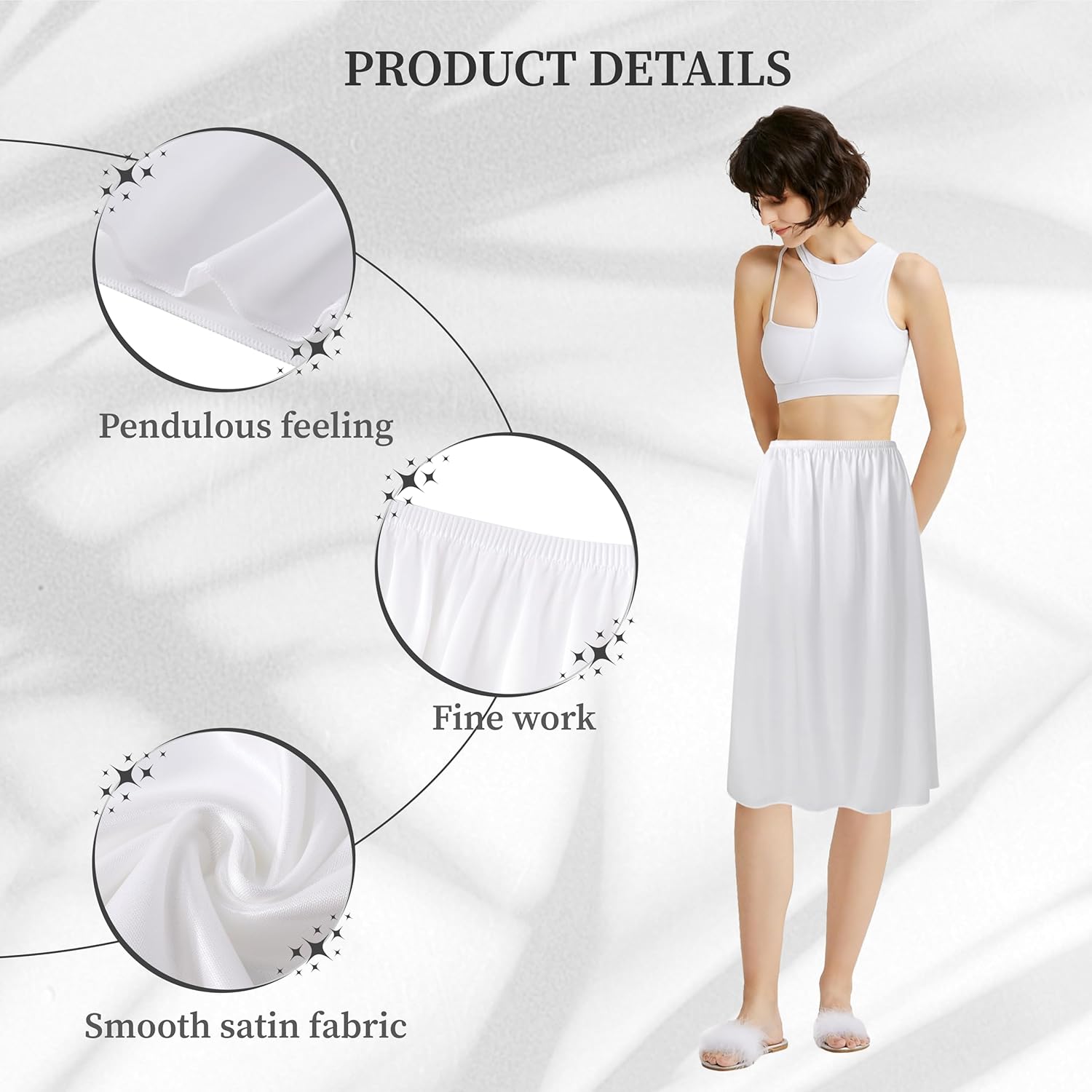 Coucoland Half Slips for Under Dresses - 3 Pieces Shirt Extenders Elastic Waist Underskirt Comfortable Adjustable Half Slip - Image 2