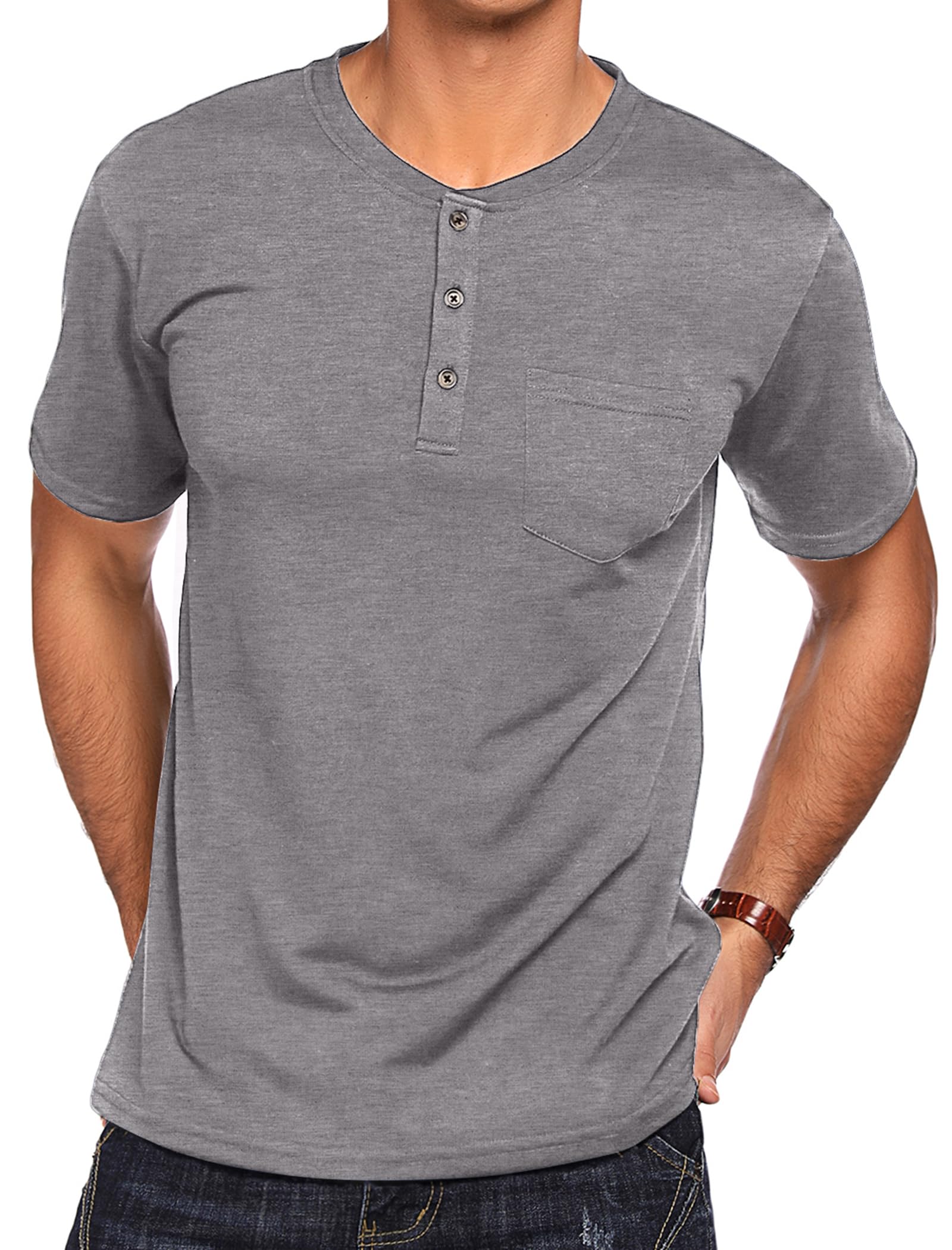 coofandy men39s 3 pack henley shirts short sleeve casual basic tees classic henley summer solid t shirts with pocket