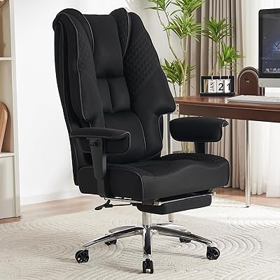 EXCEBET Schwerlast Chefsessel 200kg - Ergonomischer Gaming Stuhl Netz mit 14cm Taschenfederkern Sitz, Atmungsaktiver Big & Tall Bürostuhl für Home Office (Schwarz)