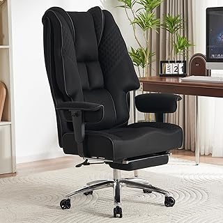 EXCEBET Schwerlast Chefsessel 200kg - Ergonomischer Gaming Stuhl Netz mit 14cm Taschenfederkern Sitz, Atmungsaktiver Big & Tall Bürostuhl für Home Office (Schwarz)