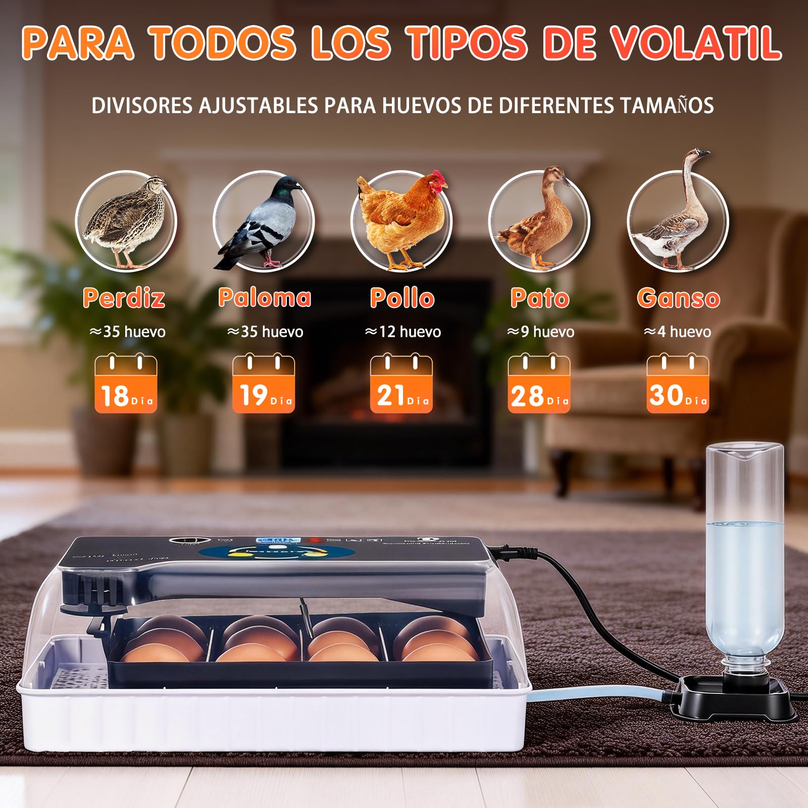 Incubadoras de Huevos Automaticas,Incubadora con Control de Humedad, Incubadora de Laboratorio con Pantalla Digital e IluminacióN LED Para Pollos, Patos, Gansos y Codornices(EU)