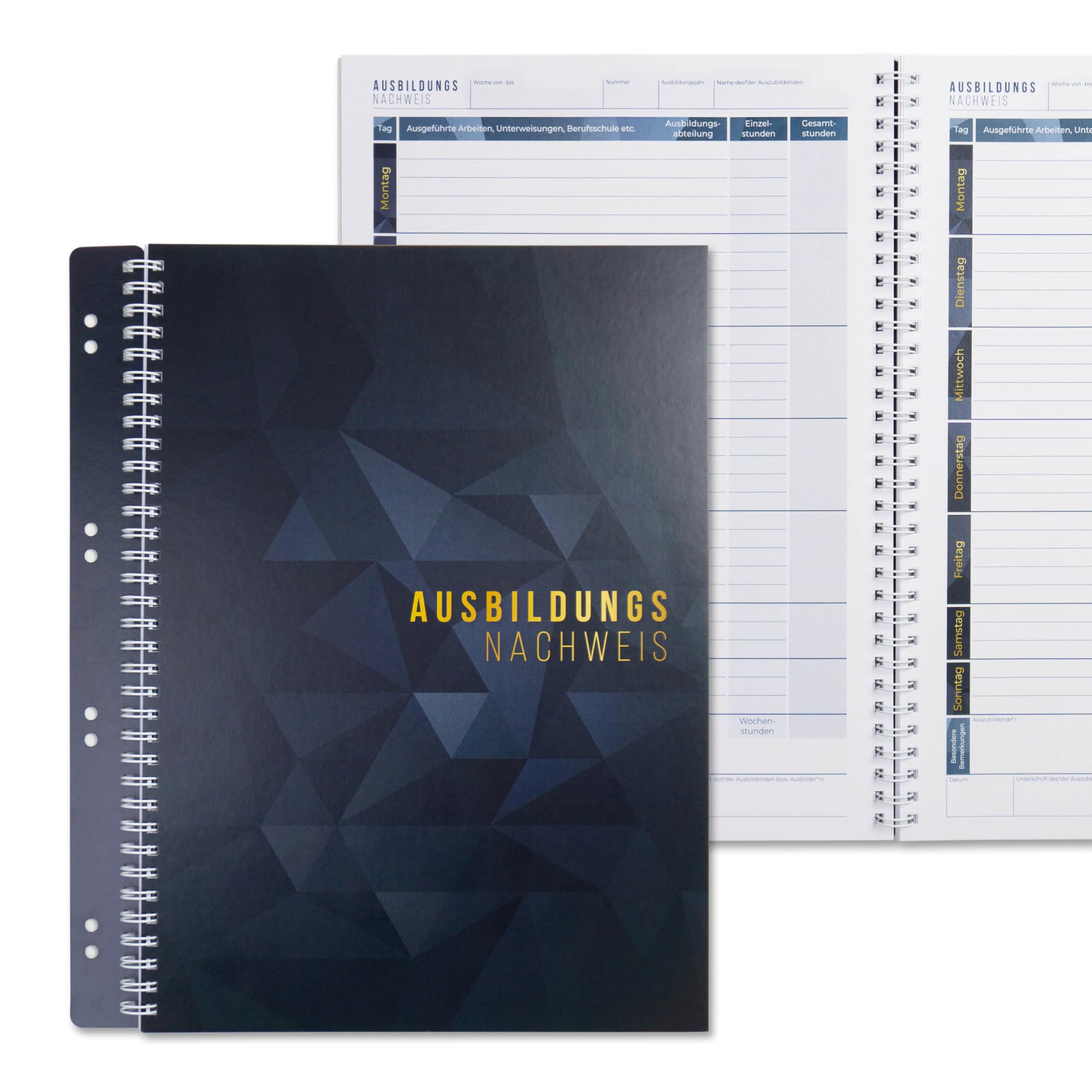 1 Premium Ausbildungsnachweis äußerst stabiles Hardcover Berichtsheft Ausbildung, DIN A4, 53 Wochen, extra dicke Seiten, Ausbildungsheft für IHK, Handwerk abheftbar in Ordner