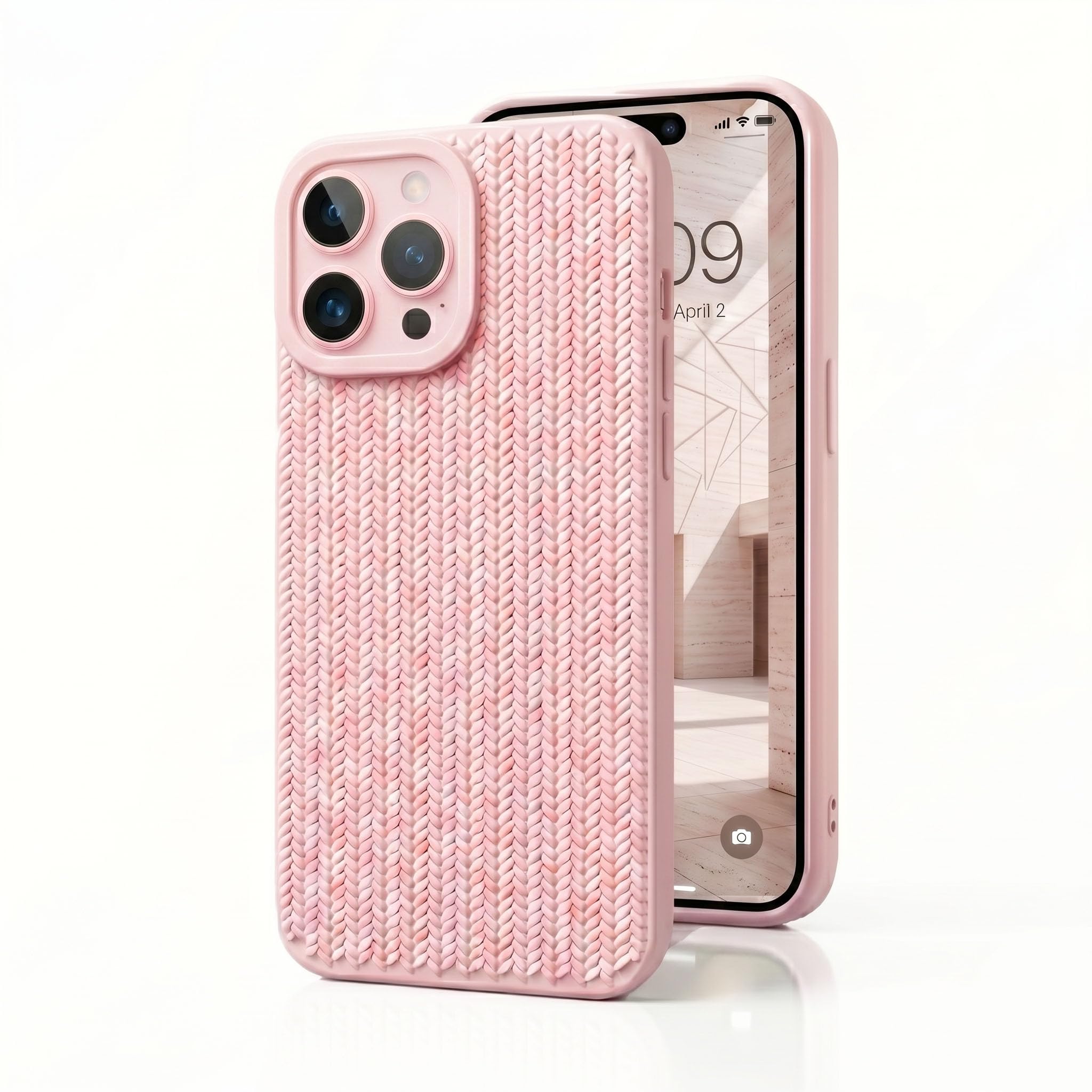 amazon basics Luxury 3D Knitted Texture Soft Silicone Back Cover for iPhone 16 Pro Max | Slim Fit Shockproof Case with Camera Protection & Non-Slip Grip - Pink-image-13