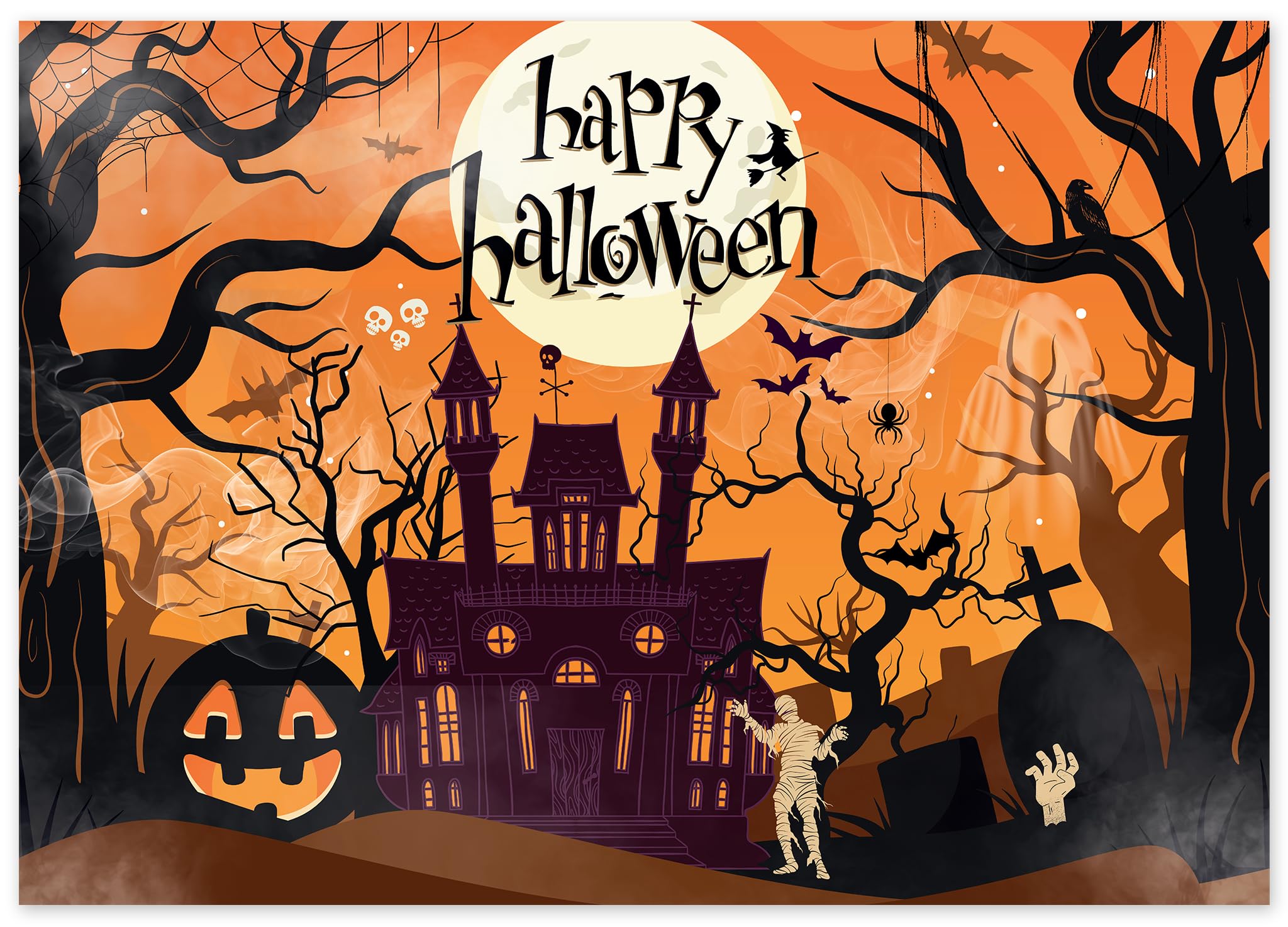 Halloween Wall Decorations A1 Size - Halloween Banner Indoor Halloween Decorations background Poster for Wall with 4 stickers to stick on wall | 59.4 x 84.1 cm - Made in UK.