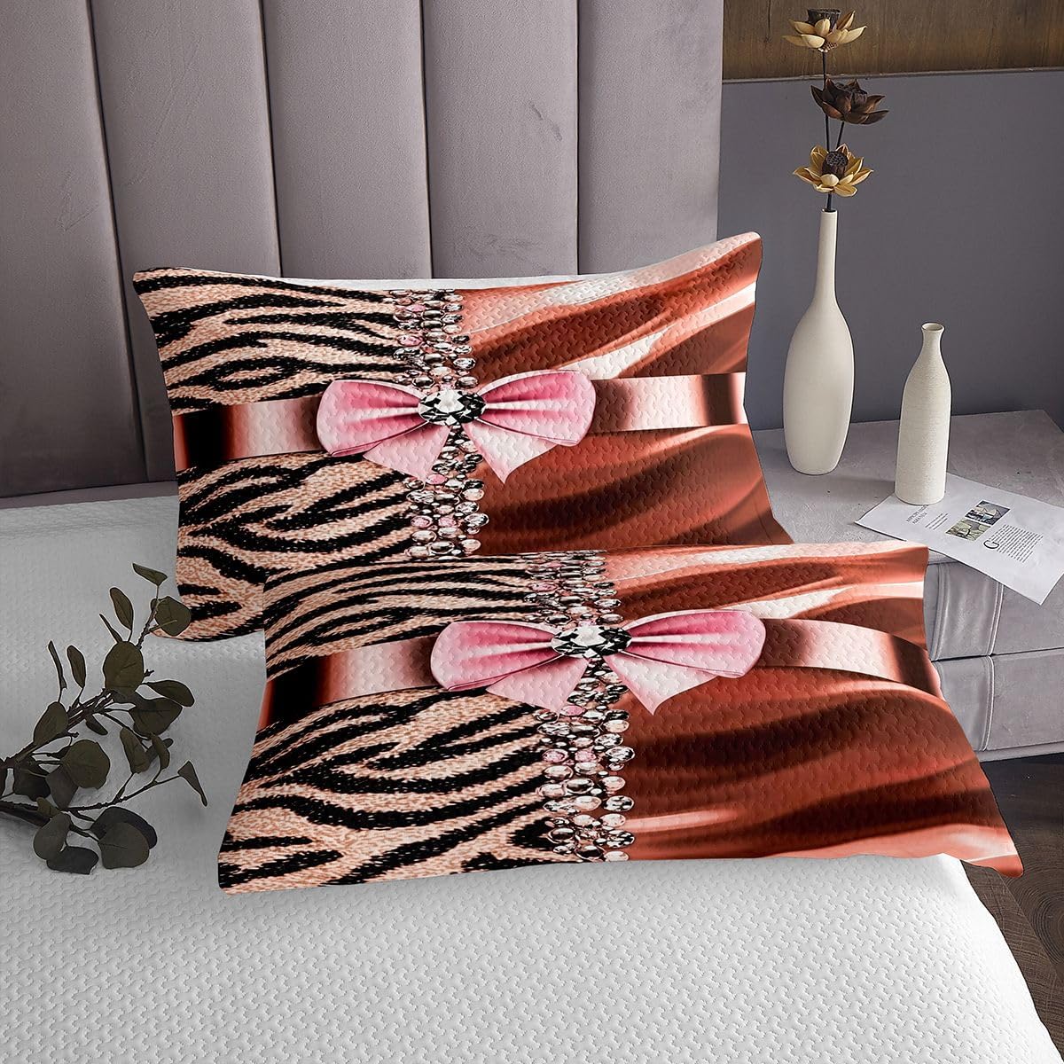 jejeloiu Brown Leopard Bedspread Quilts Cheetah Coverlet Set Twin Size for Kids Boys Girls Animal Print Quilted Coverlet for All Season with 1 Pillowcase Microfiber