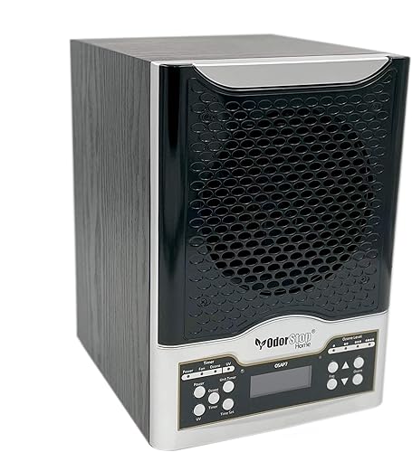 OdorStop Purificador de airegenerador de ozono HEPA OSAP7-7-en-1 con UV, carbón activo, TiO2, ionizador, 3 placas de ozono y control remoto