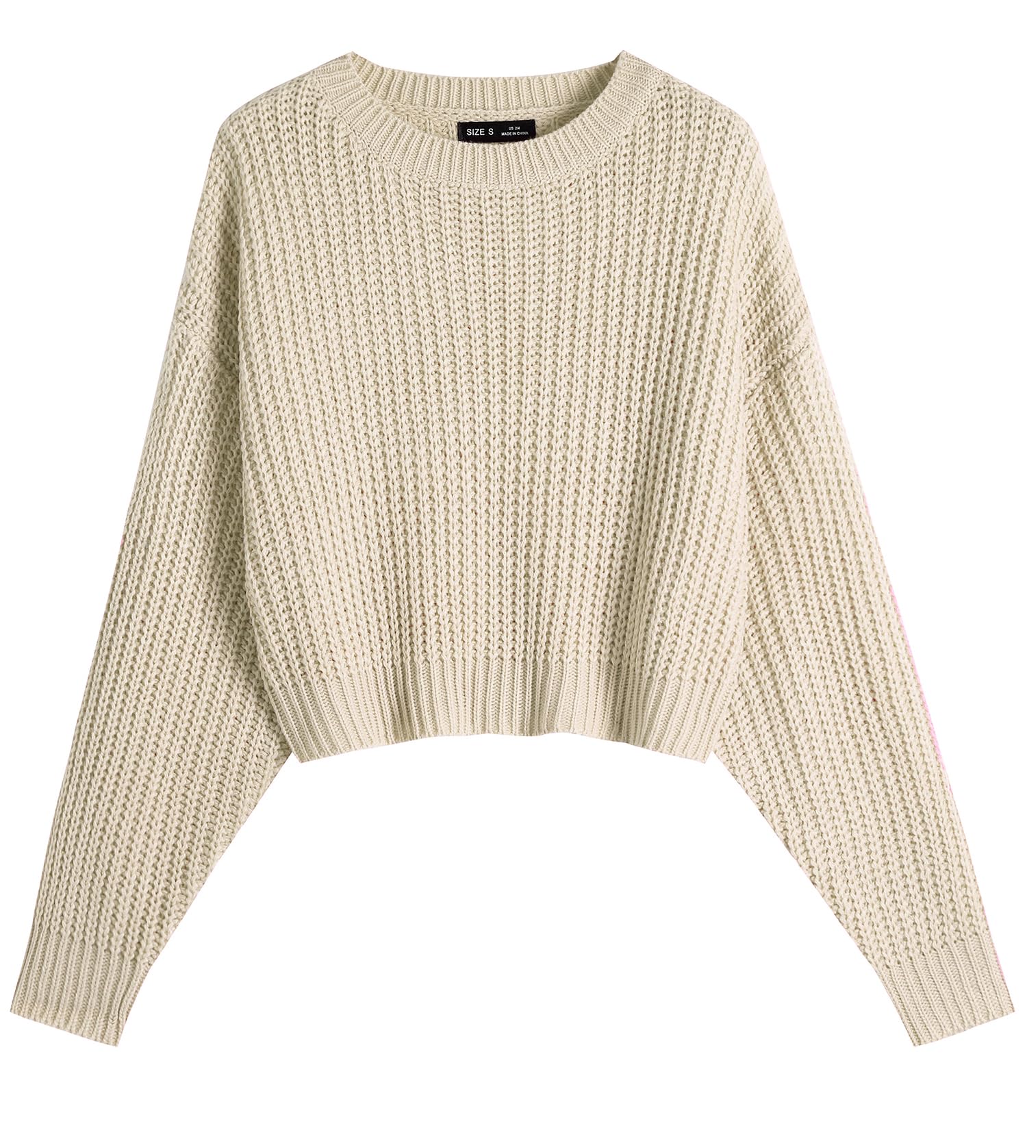 Ckikiou Spring Fall Crew Neck Batwing Cute Cropped Sweater for Women Sexy Lightweight Soft Knitted Short Pullover Jumper