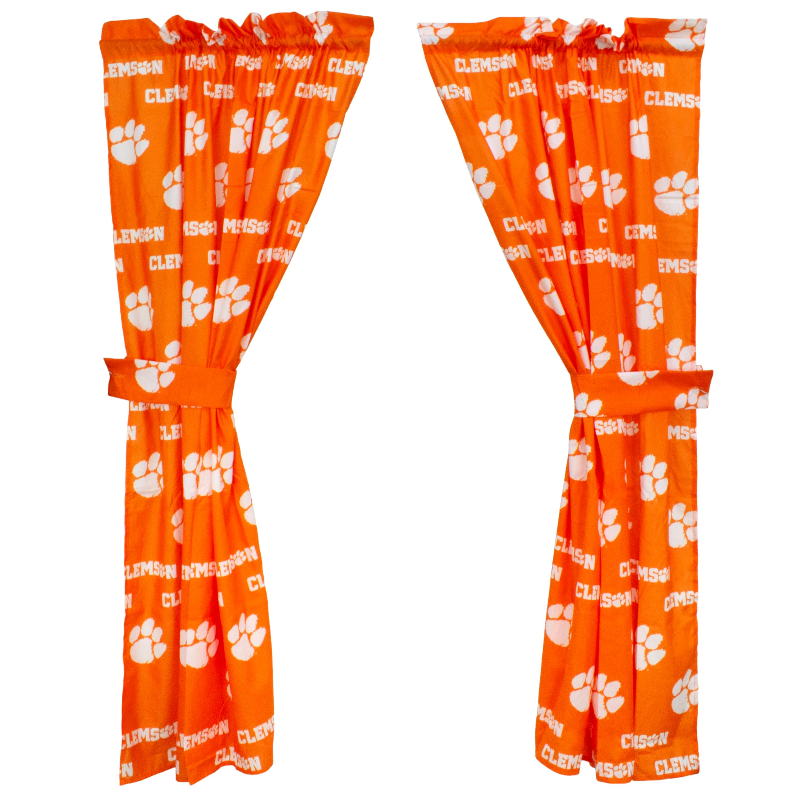 College Covers Everything Comfy Clemson Tigers Curtain Panel Set, 2 Panels, 2 Matching Tie Backs, 42 inches Wide by 63 inches Long
