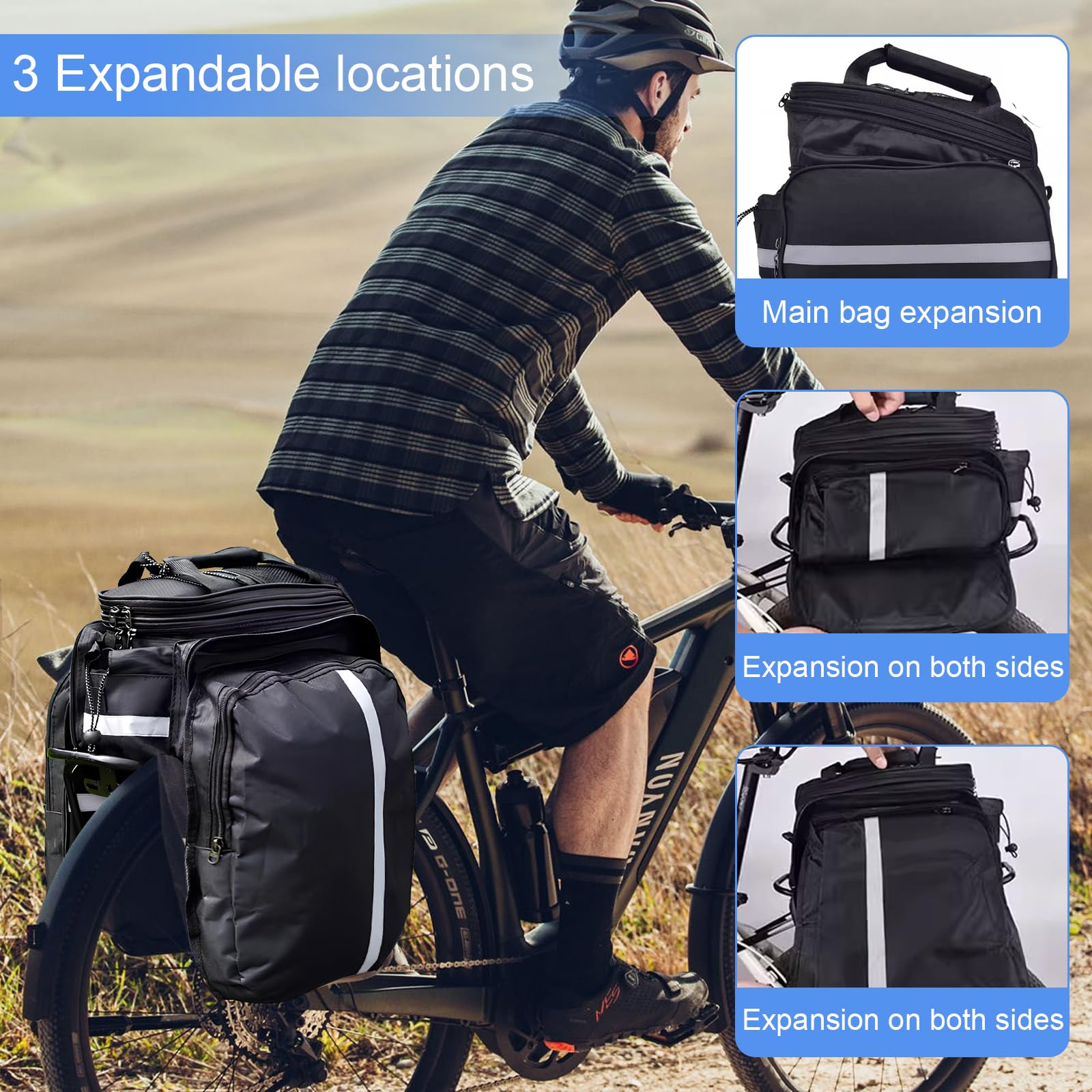 Bolso Impermeable para Maletero de Bicicleta, Bolsa Trasera para 3 en 1, Bolsa de Transporte de Equipaje, Alforja Maletero Resistente con Gran Capacidad y Seguridad