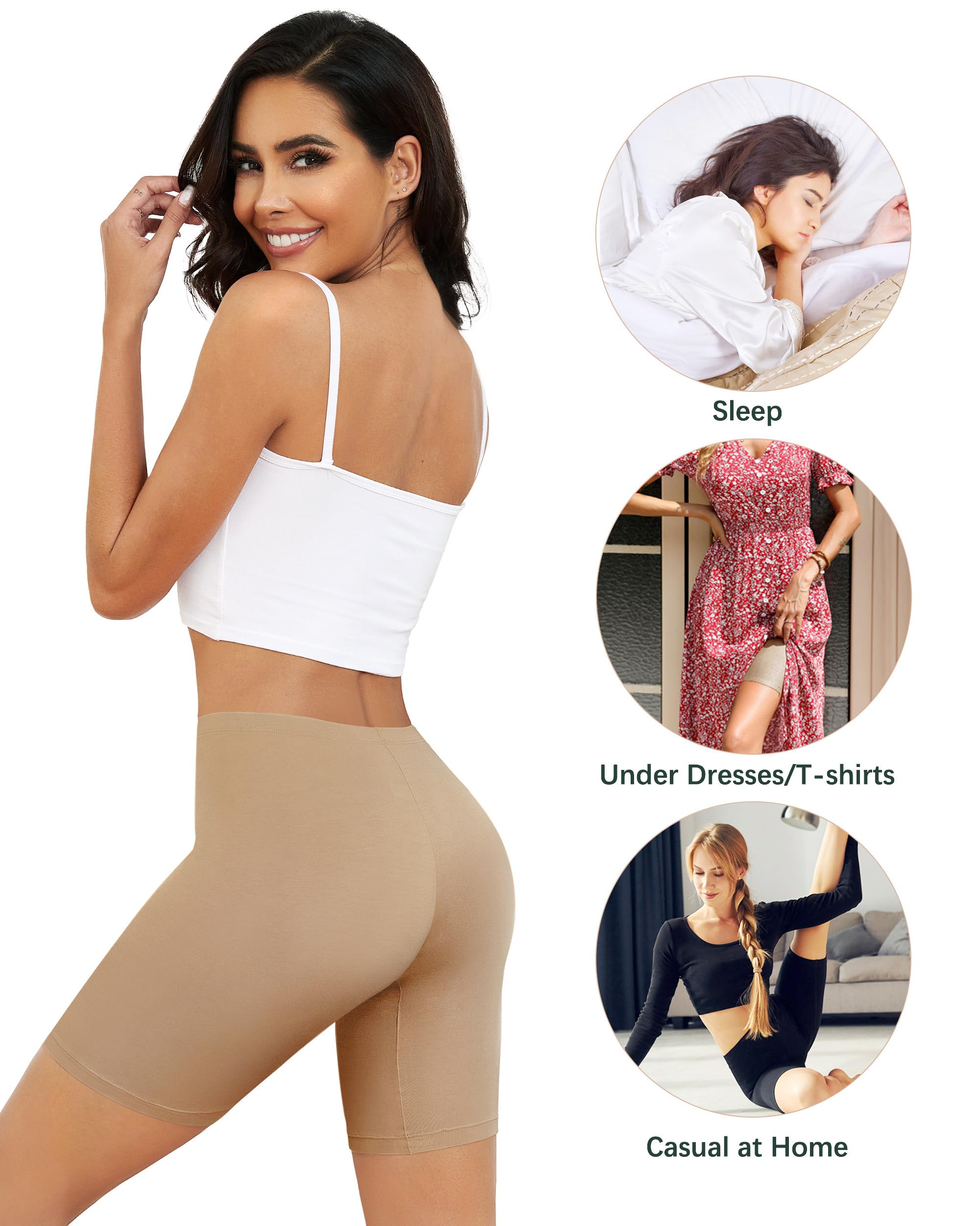 VOENXE Mutande Boxer da Donna Pantaloncini Sottogonna Donna Culotte Cotone Antisfregamento Leggings Corti Culotte Slip Donna Mezza Gamba Cotone Sport Hot Pant Vita Alta Senza Cuciture Pacco da 4