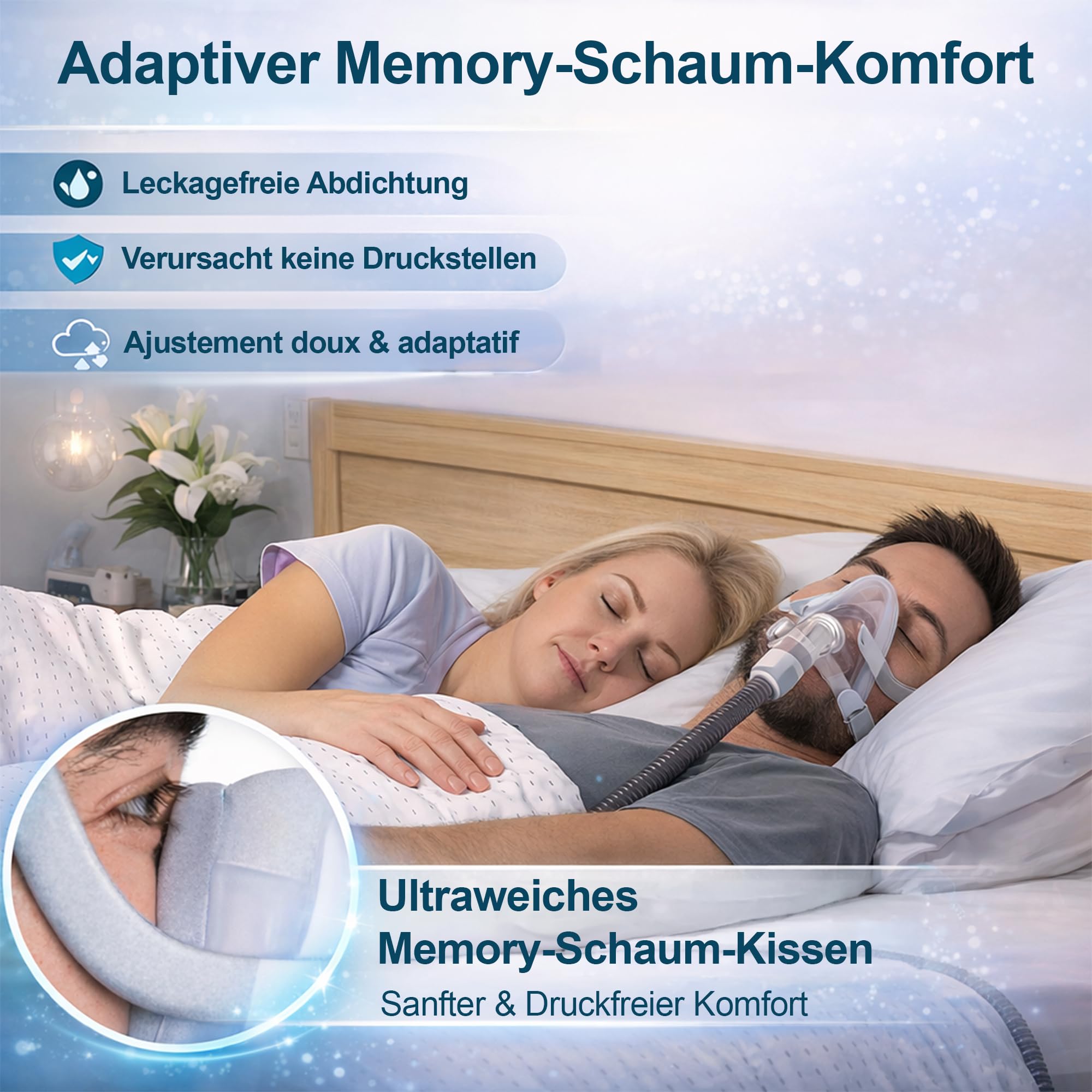 AirTouch F20 Ersatzkissen (Memory-Schaum) – Kompatibel mit F20 Maske – Weiches Maskenzubehör – 2 Packung – Größe Mittel